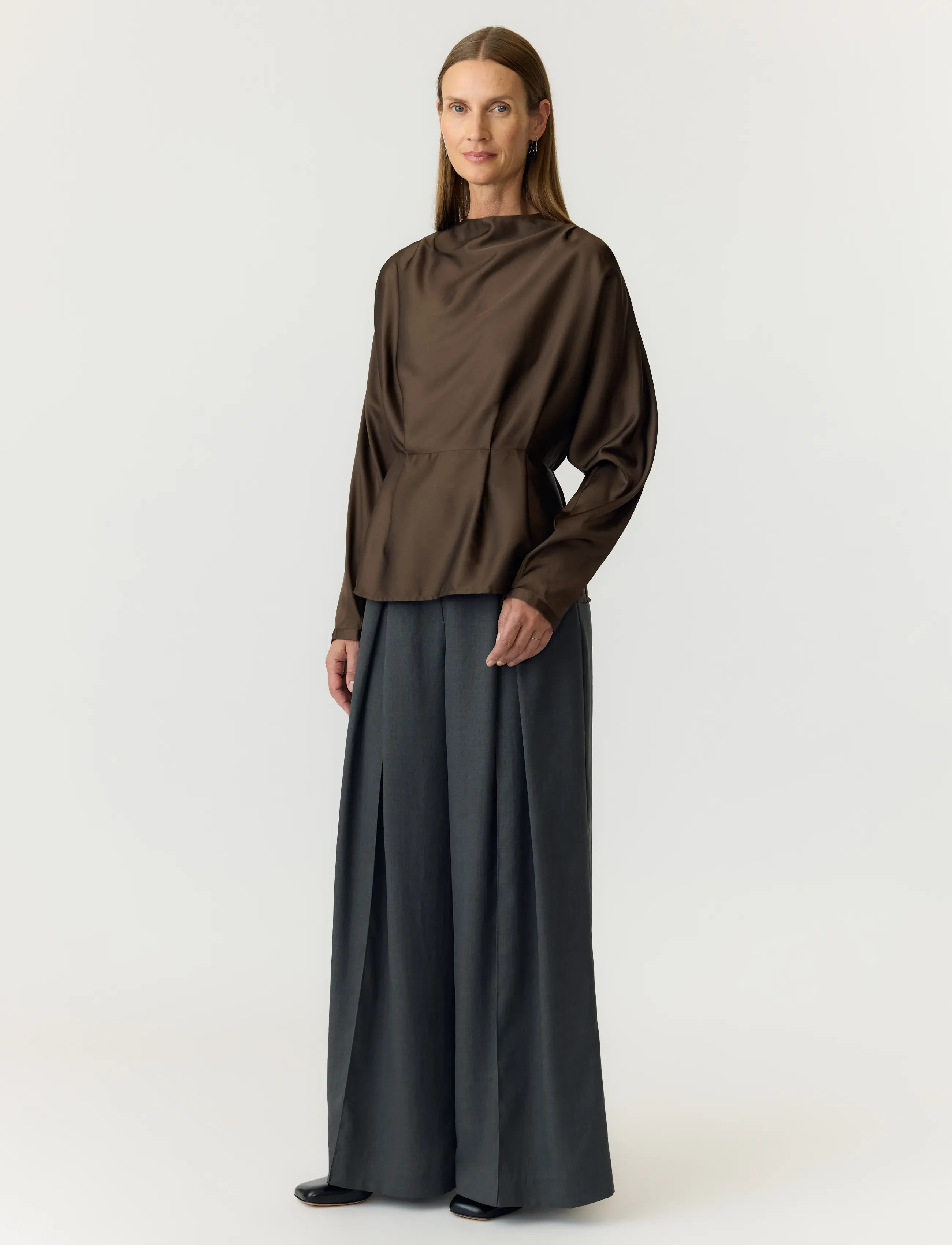 YAS - YASPELLA LS FUNNEL NECK TOP S. NOOS - langärmlige blusen - chocolate brown - 4