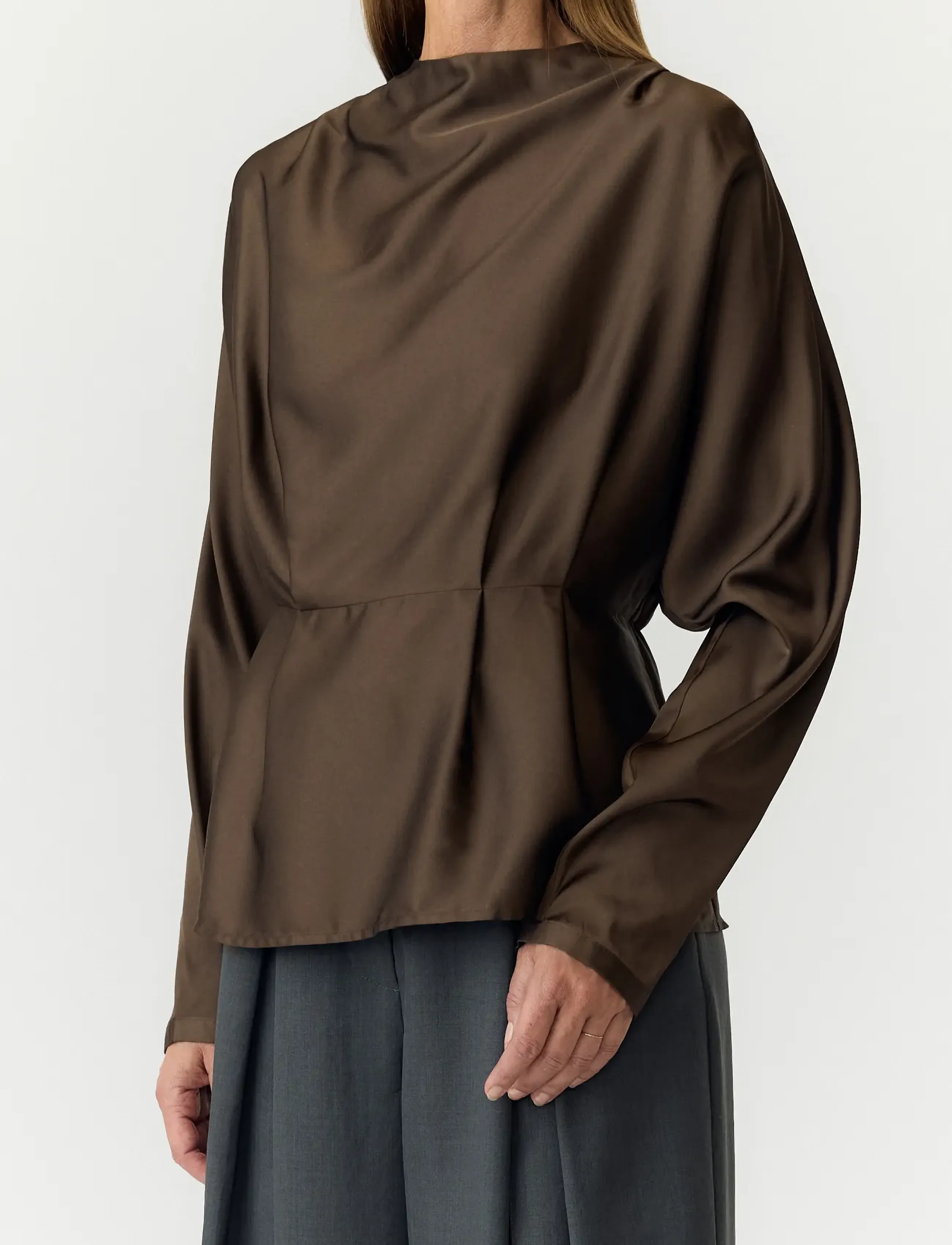 YAS - YASPELLA LS FUNNEL NECK TOP S. NOOS - langärmlige blusen - chocolate brown - 5