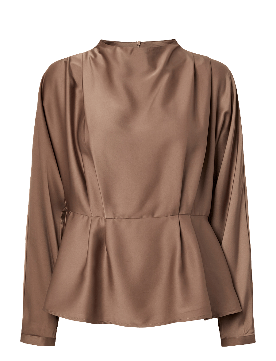 YAS - YASPELLA LS FUNNEL NECK TOP S. NOOS - langärmelige blusen - fungi - 0