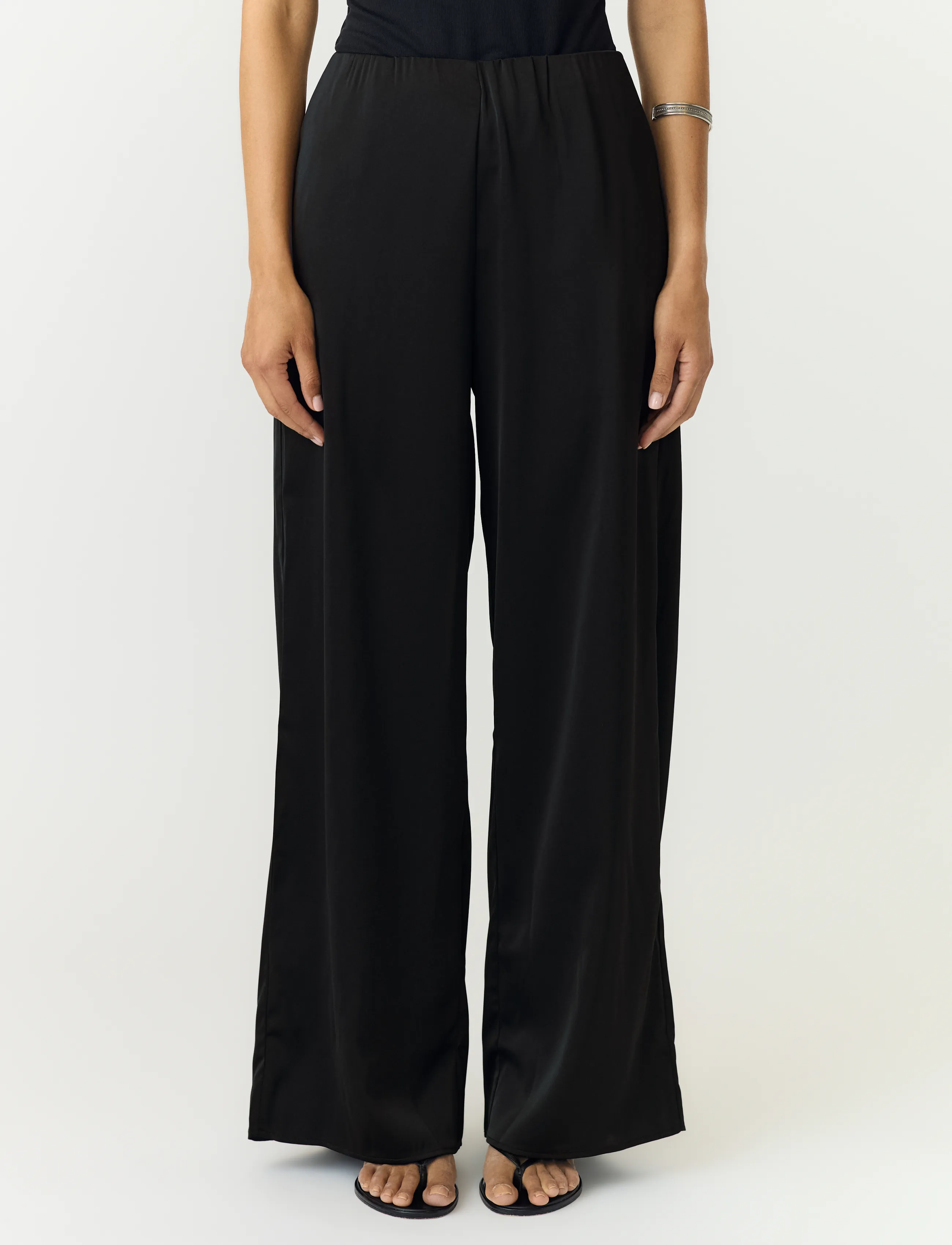 YAS YASPELLA HW WIDE PANTS S. NOOS - Hosen - BLACK / black