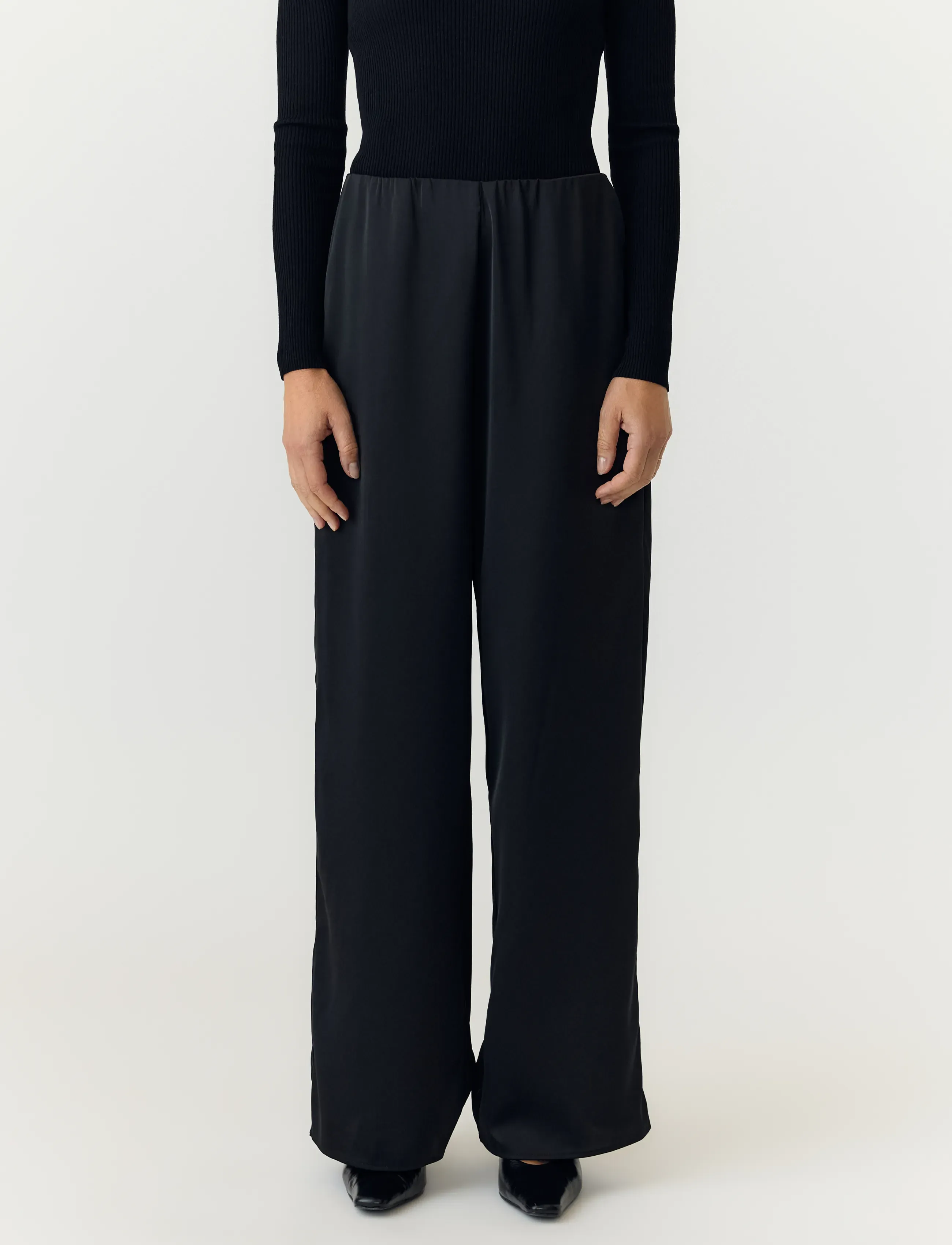 YAS YASPELLA HW WIDE PANTS S. NOOS - YAS - BLACK / black