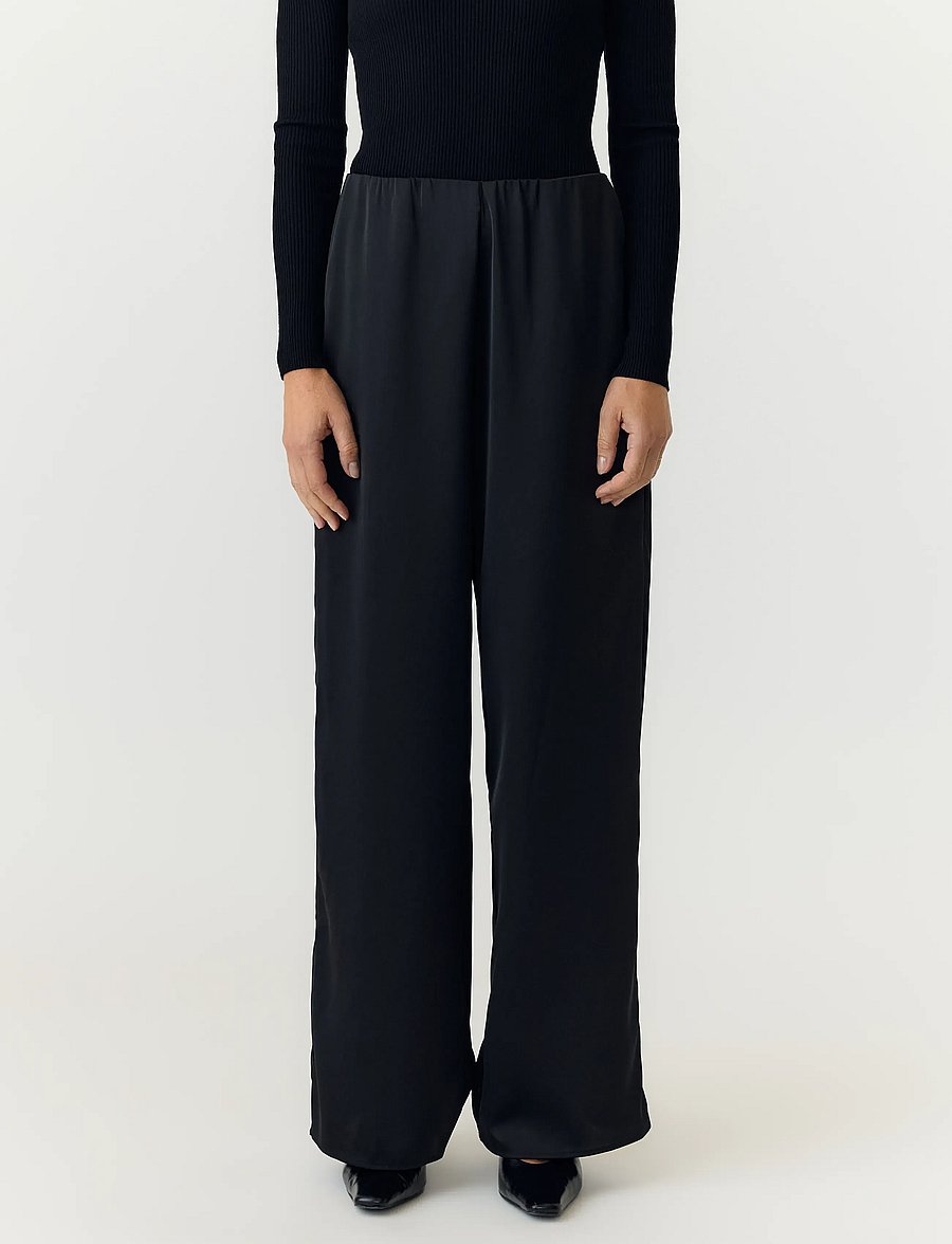 YAS - YASPELLA HW WIDE PANTS S. NOOS - laia säärega püksid - black - 0