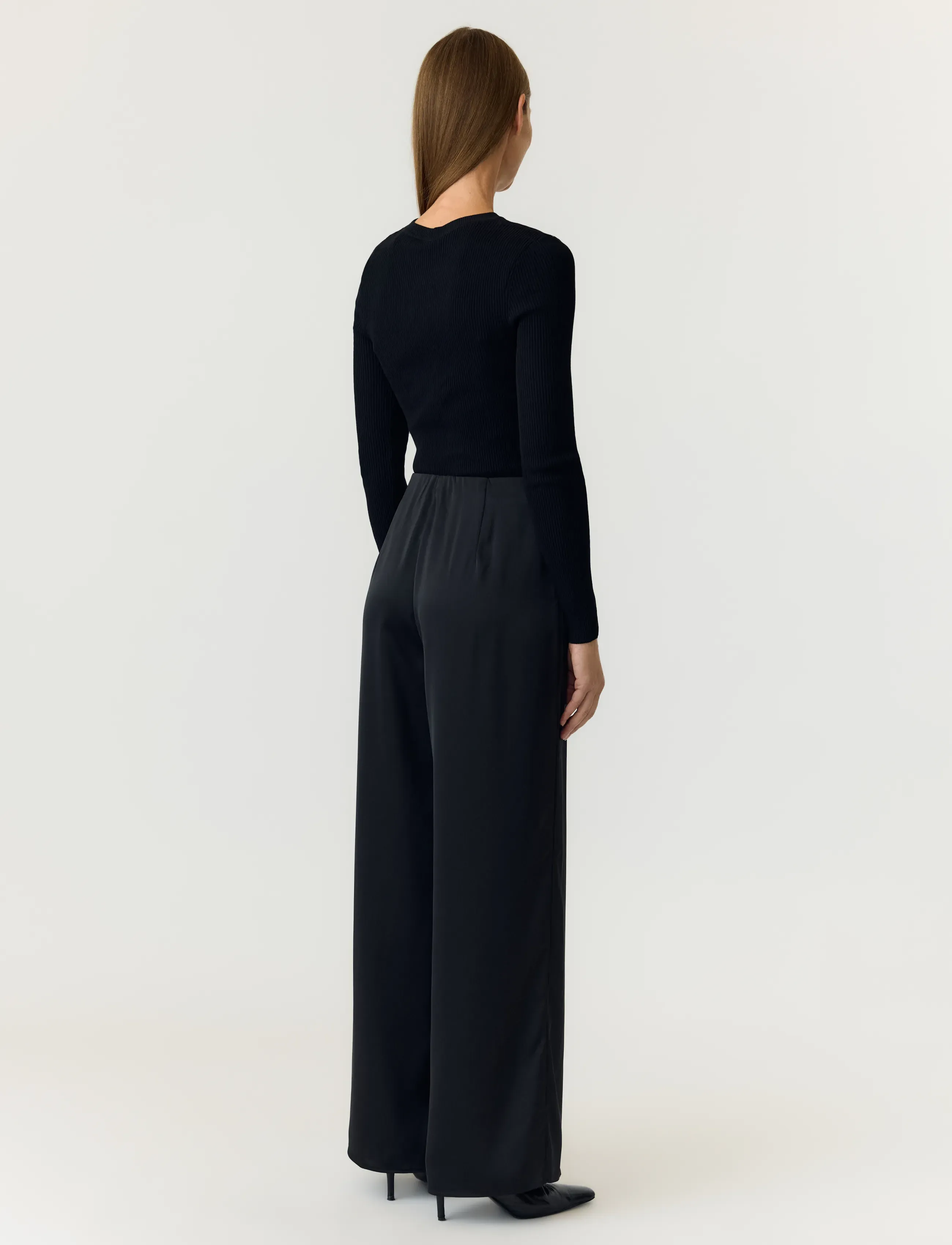 YAS - YASPELLA HW WIDE PANTS S. NOOS - laia säärega püksid - black - 3
