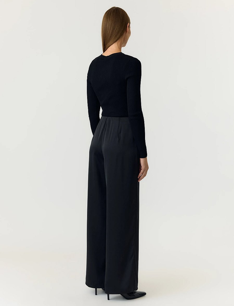 YAS - YASPELLA HW WIDE PANTS S. NOOS - laia säärega püksid - black - 3