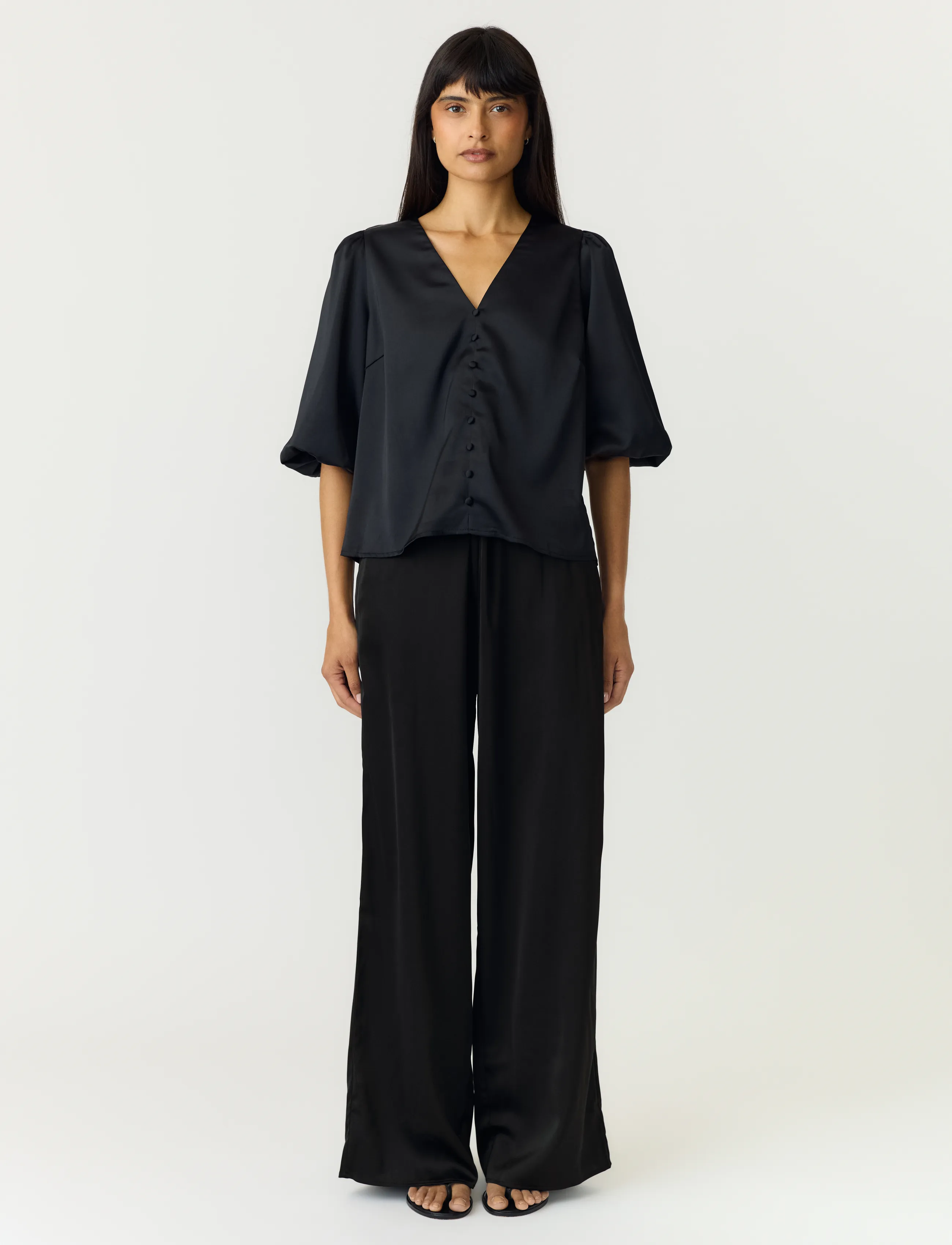YAS - YASPELLA HW WIDE PANTS S. NOOS - hosen mit weitem bein - black - 4