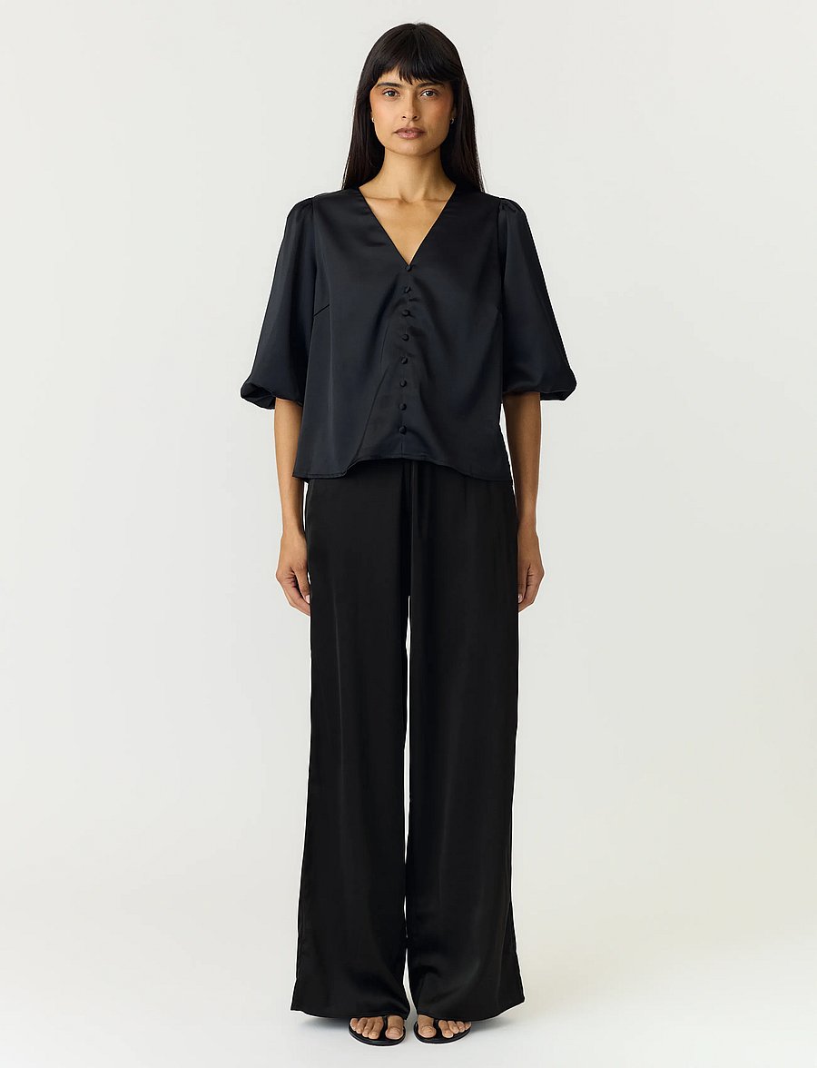 YAS - YASPELLA HW WIDE PANTS S. NOOS - hosen mit weitem bein - black - 4