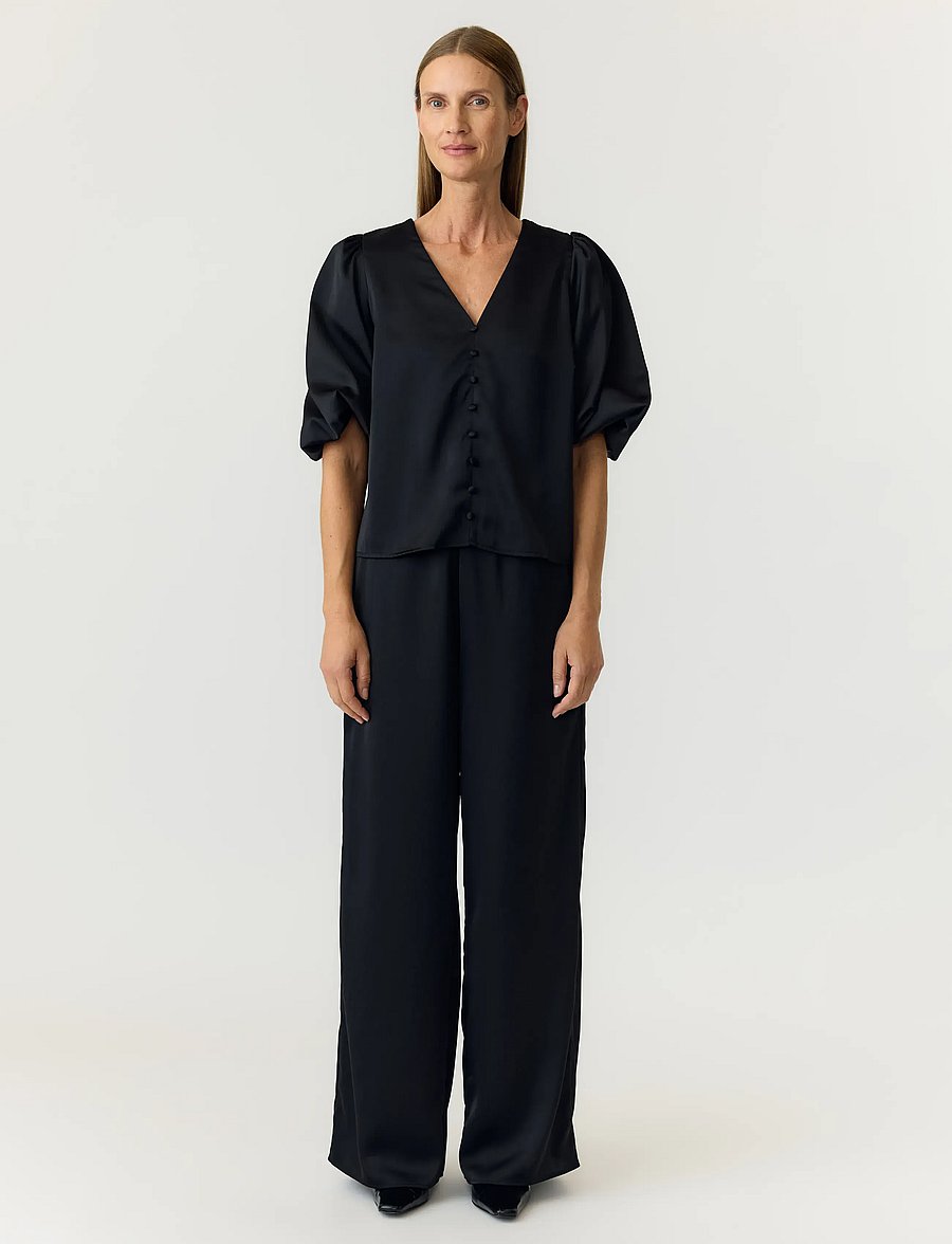 YAS - YASPELLA HW WIDE PANTS S. NOOS - laia säärega püksid - black - 4