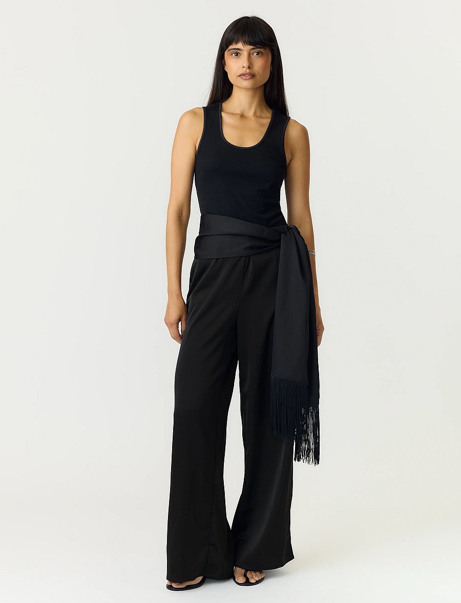 YAS - YASPELLA HW WIDE PANTS S. NOOS - hosen mit weitem bein - black - 5