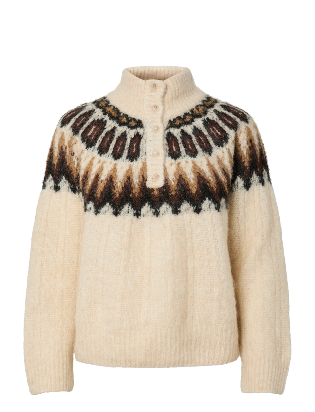 YAS - YASDOMINA LS WOOL BLEND KNIT PULLOVER - striktrøjer - wood ash - 1