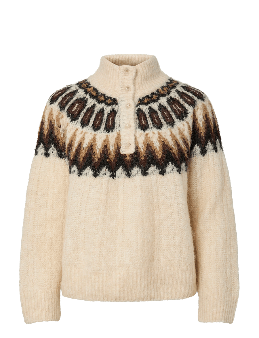 YAS - YASDOMINA LS WOOL BLEND KNIT PULLOVER - striktrøjer - wood ash - 1