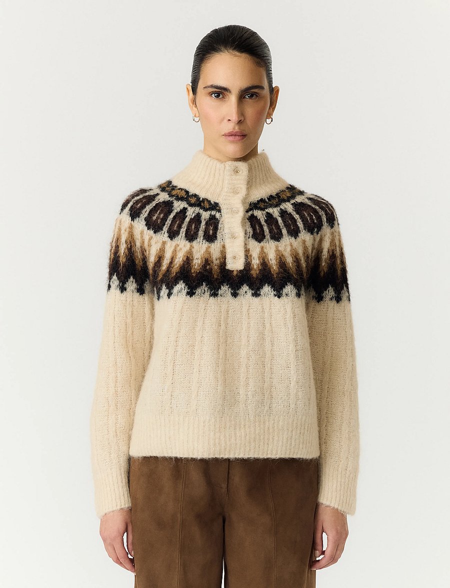 YAS - YASDOMINA LS WOOL BLEND KNIT PULLOVER - striktrøjer - wood ash - 0