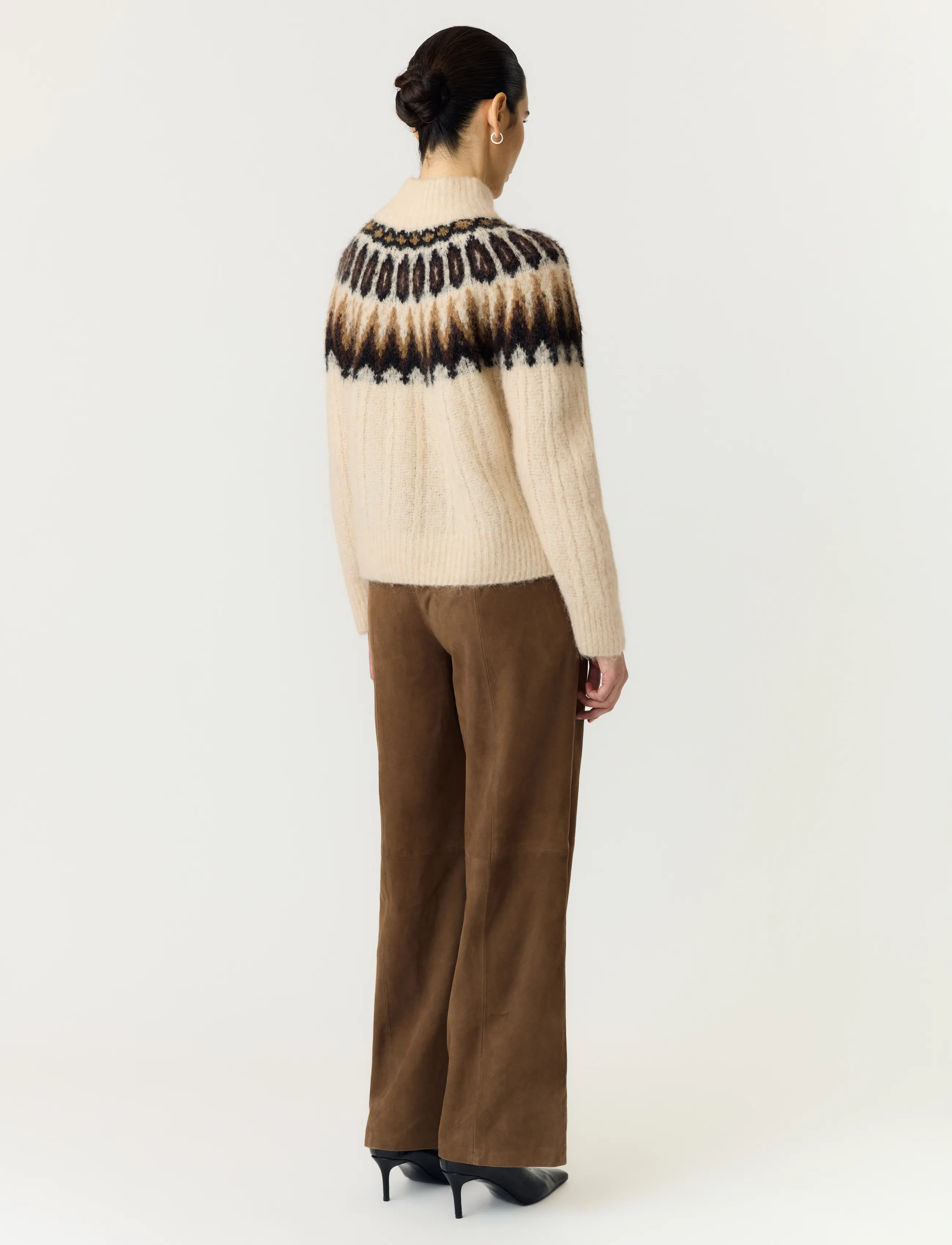 YAS - YASDOMINA LS WOOL BLEND KNIT PULLOVER - striktrøjer - wood ash - 3