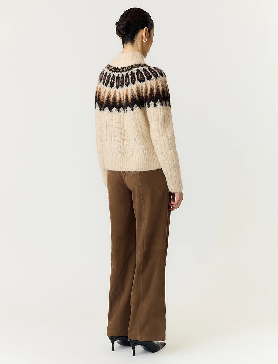 YAS - YASDOMINA LS WOOL BLEND KNIT PULLOVER - striktrøjer - wood ash - 3