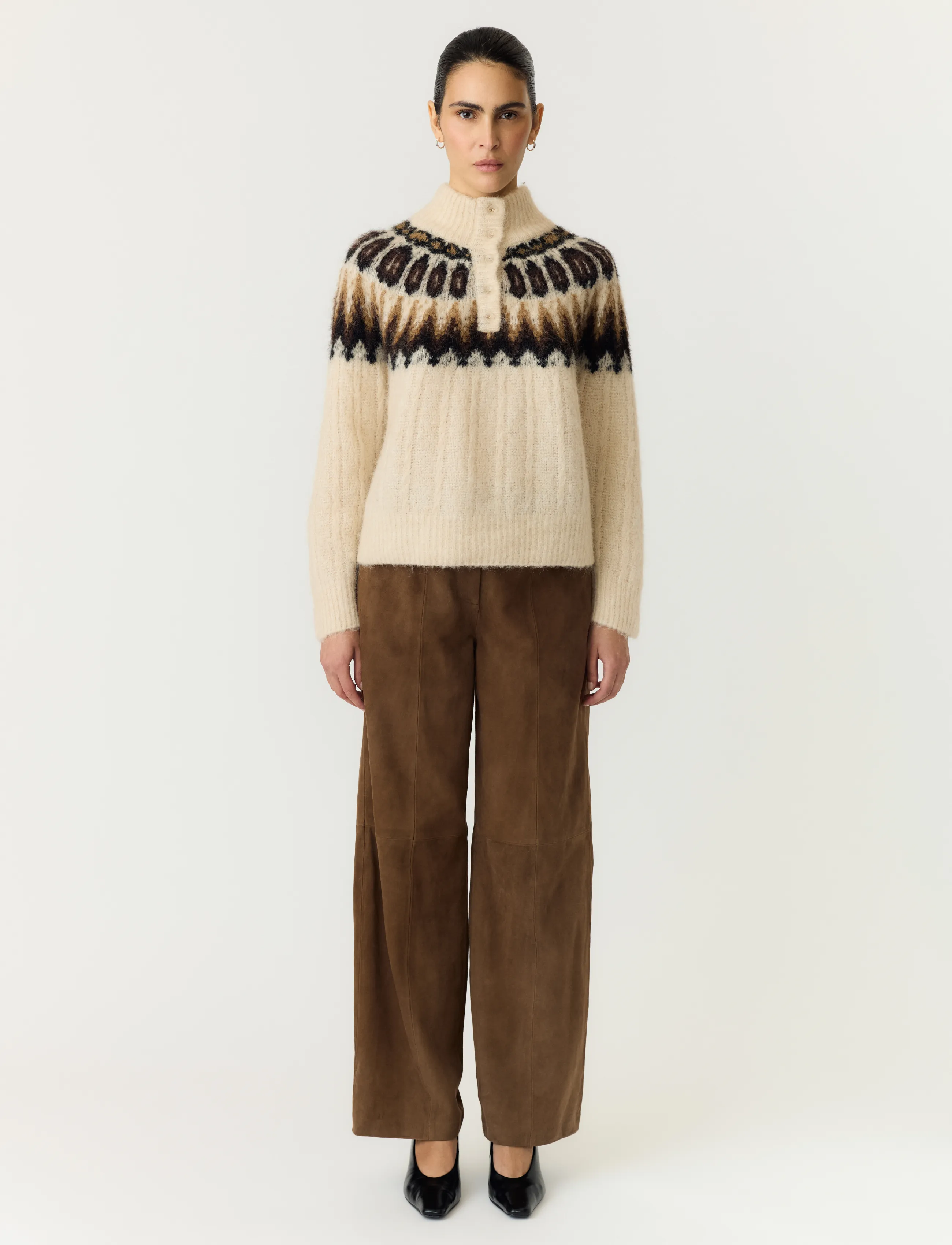 YAS - YASDOMINA LS WOOL BLEND KNIT PULLOVER - striktrøjer - wood ash - 4