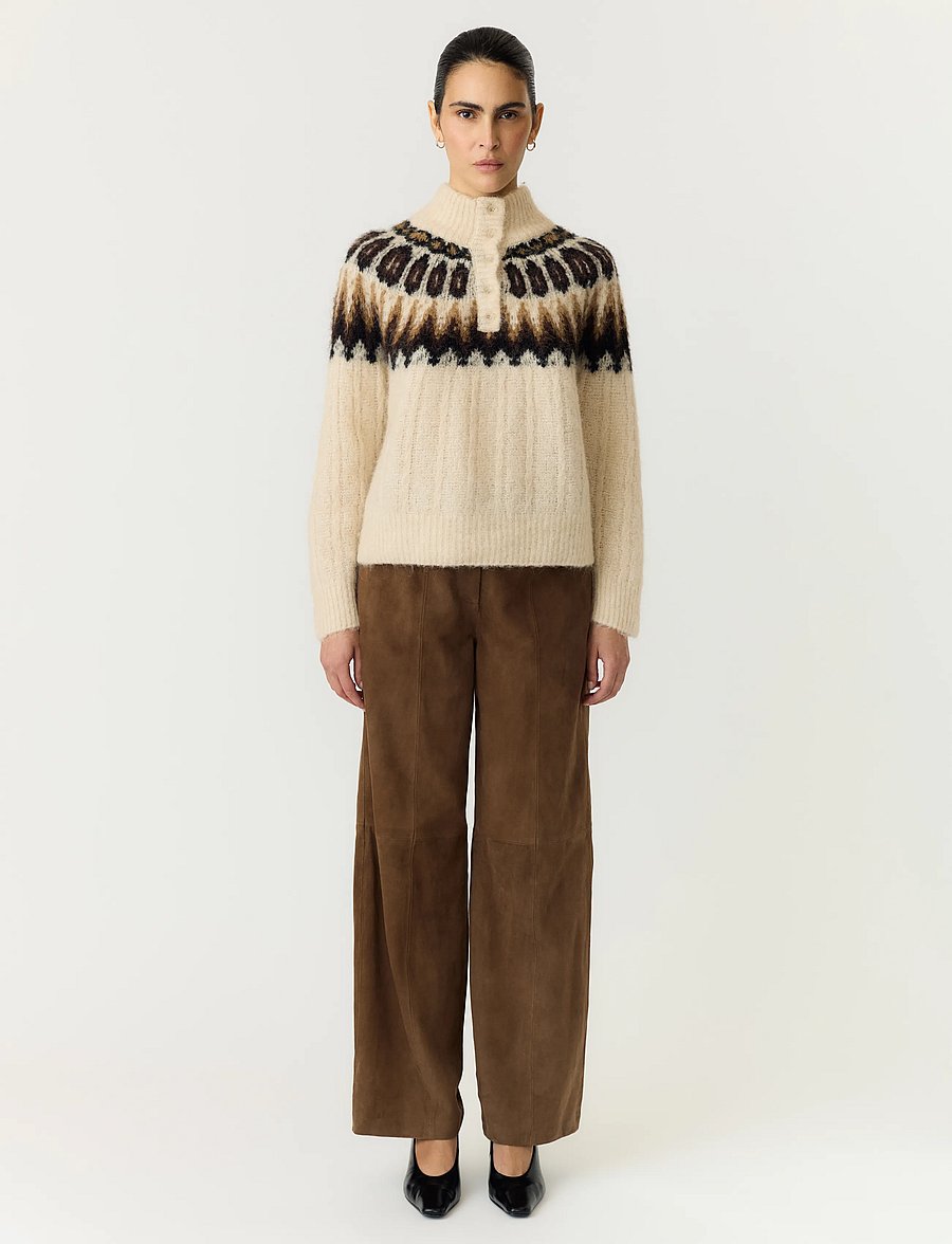 YAS - YASDOMINA LS WOOL BLEND KNIT PULLOVER - striktrøjer - wood ash - 4