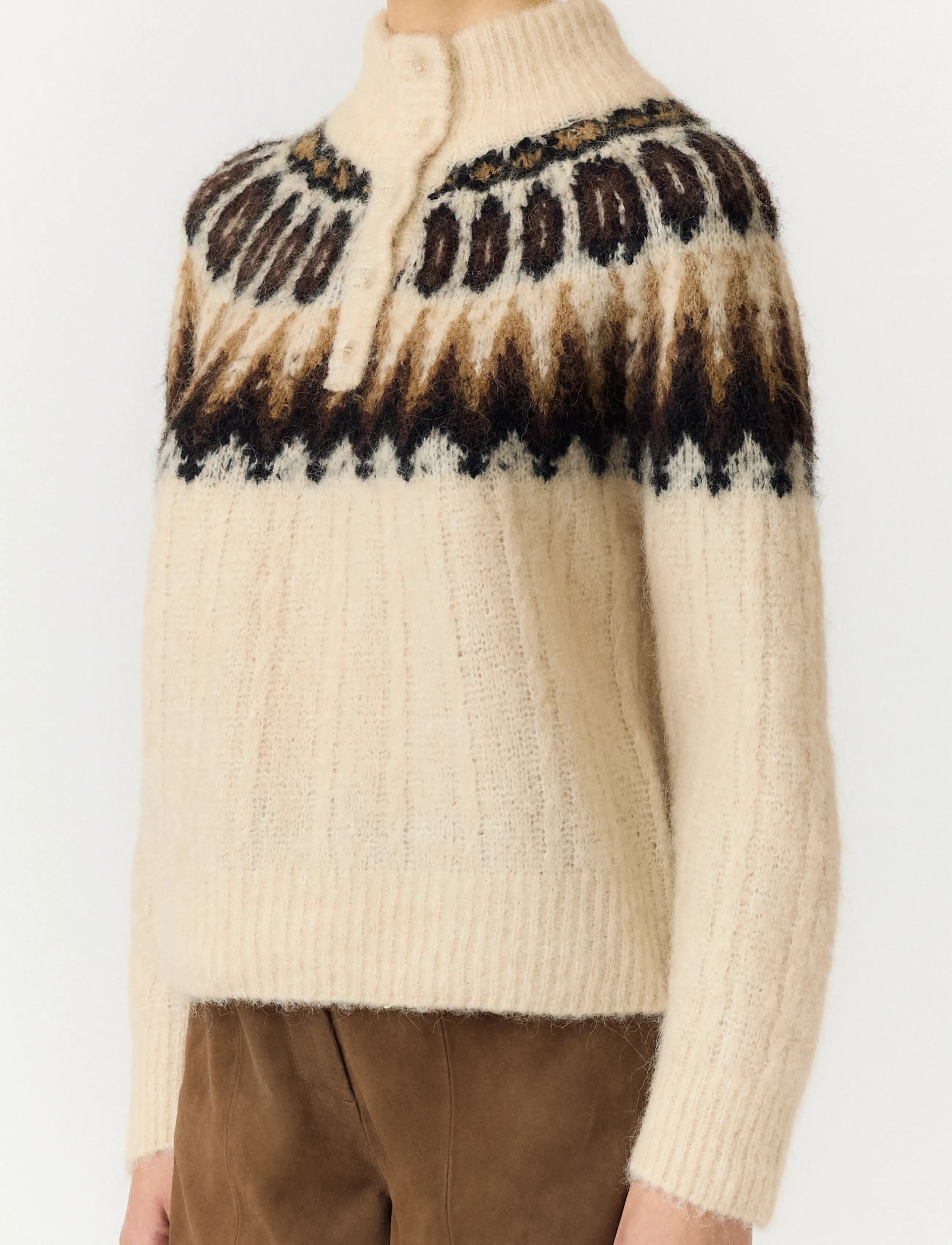 YAS - YASDOMINA LS WOOL BLEND KNIT PULLOVER - striktrøjer - wood ash - 5
