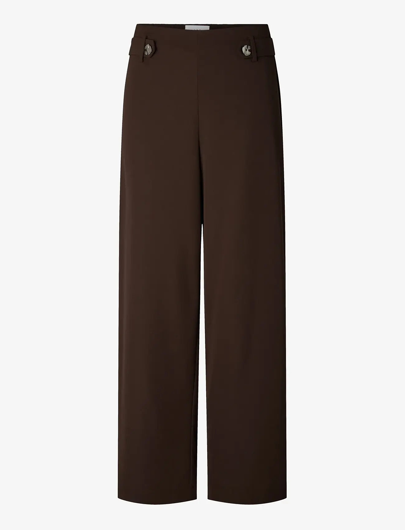 YAS - YASRANIA HW STRAIGHT PANTS - EX - straight leg trousers - coffee bean - 1