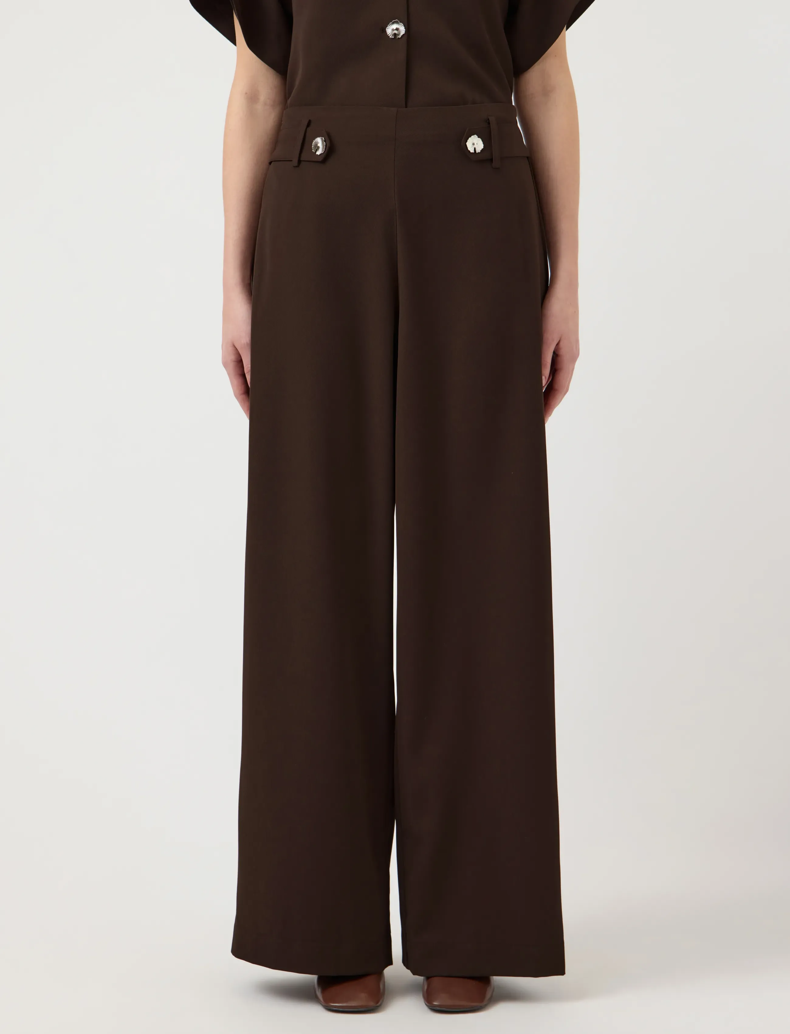 YAS YASRANIA HW STRAIGHT PANTS - EX - YAS - COFFEE BEAN / brown