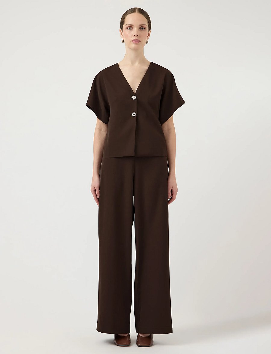 YAS - YASRANIA HW STRAIGHT PANTS - EX - straight leg hosen - coffee bean - 4