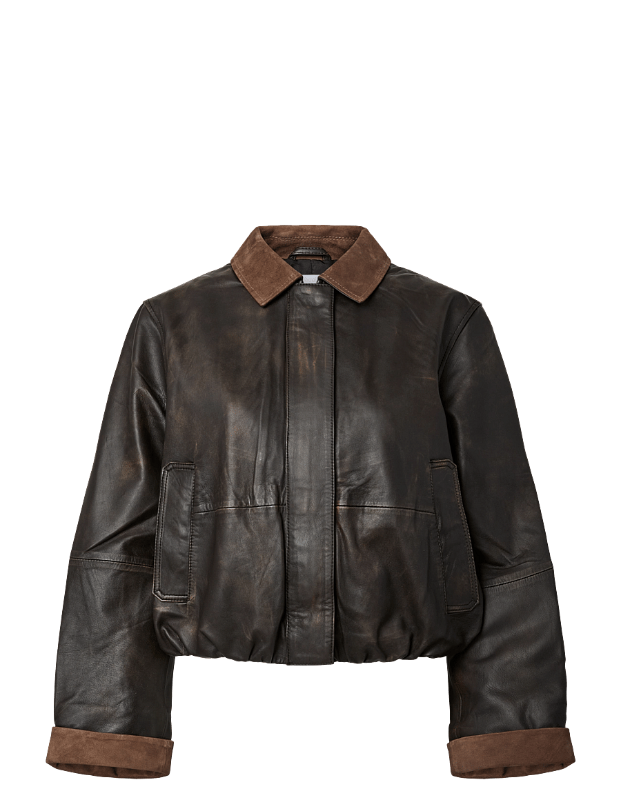 YAS - YASFEROS LS LEATHER JACKET - coffee bean - 1