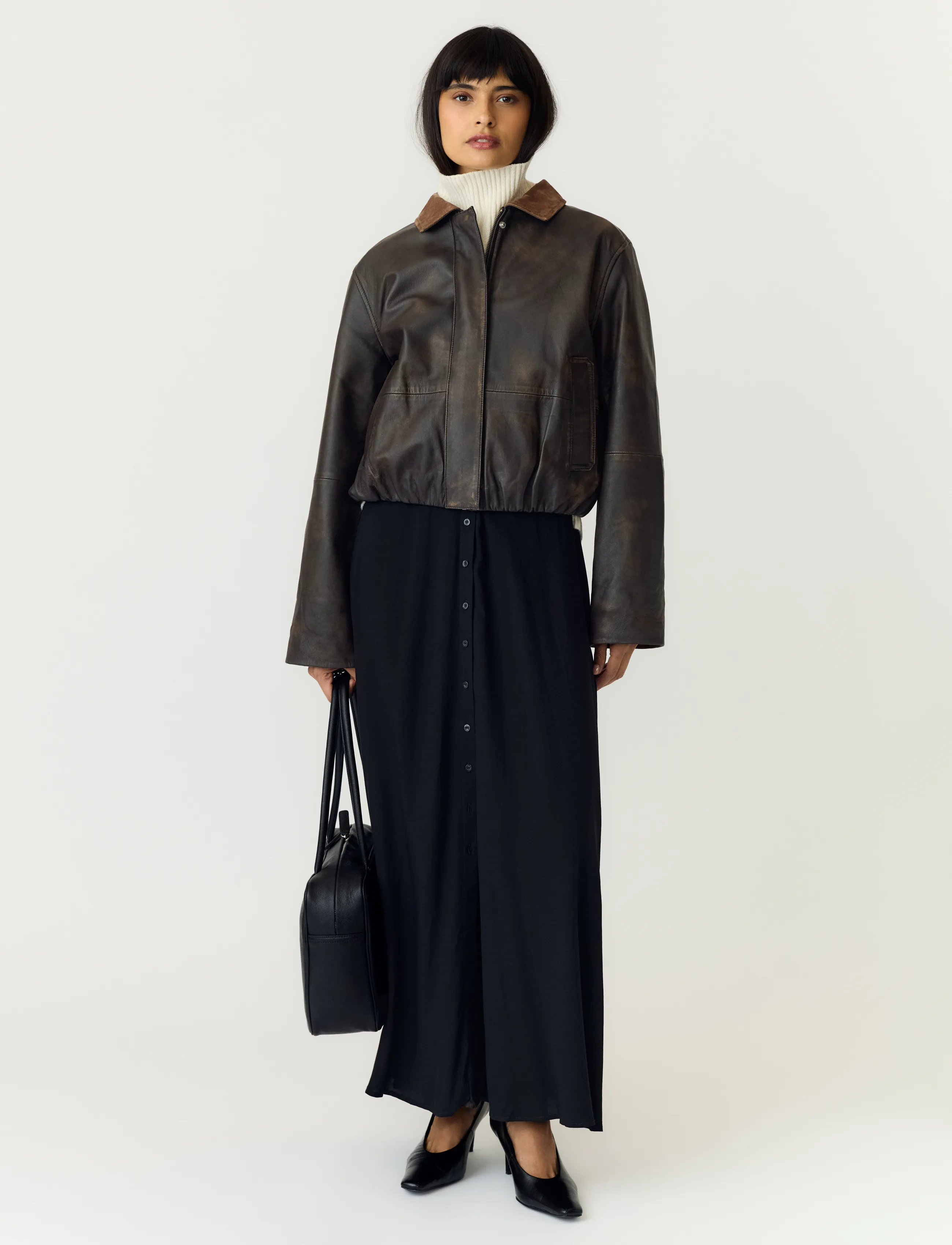 YAS - YASFEROS LS LEATHER JACKET - coffee bean - 4