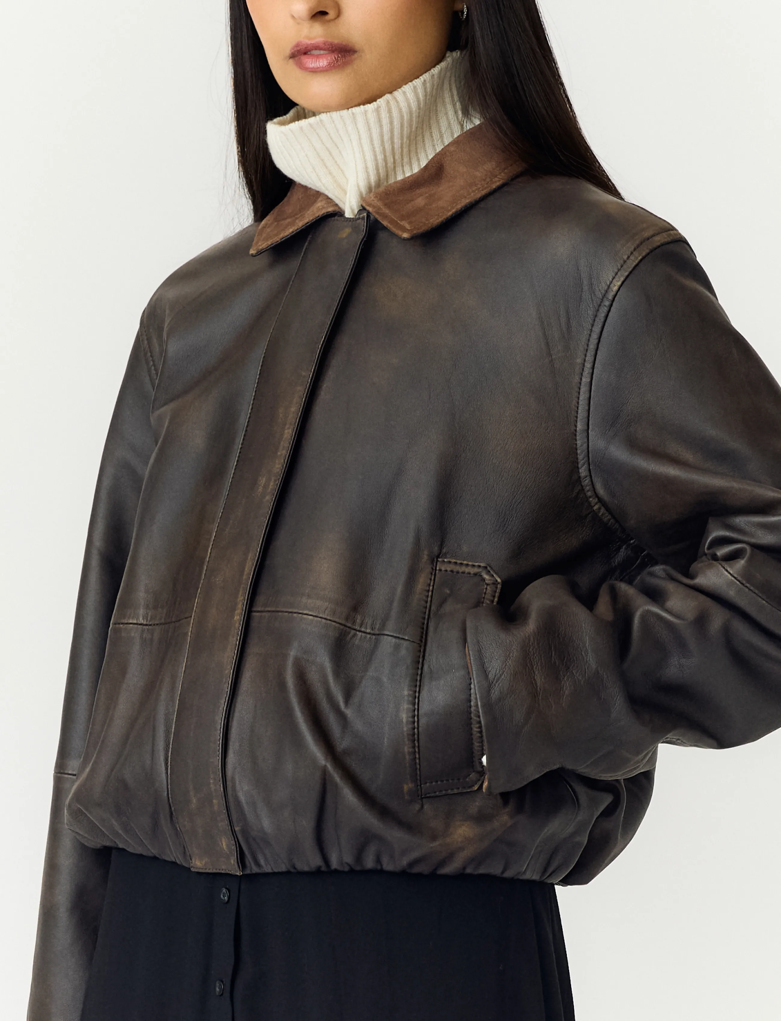 YAS - YASFEROS LS LEATHER JACKET - coffee bean - 5