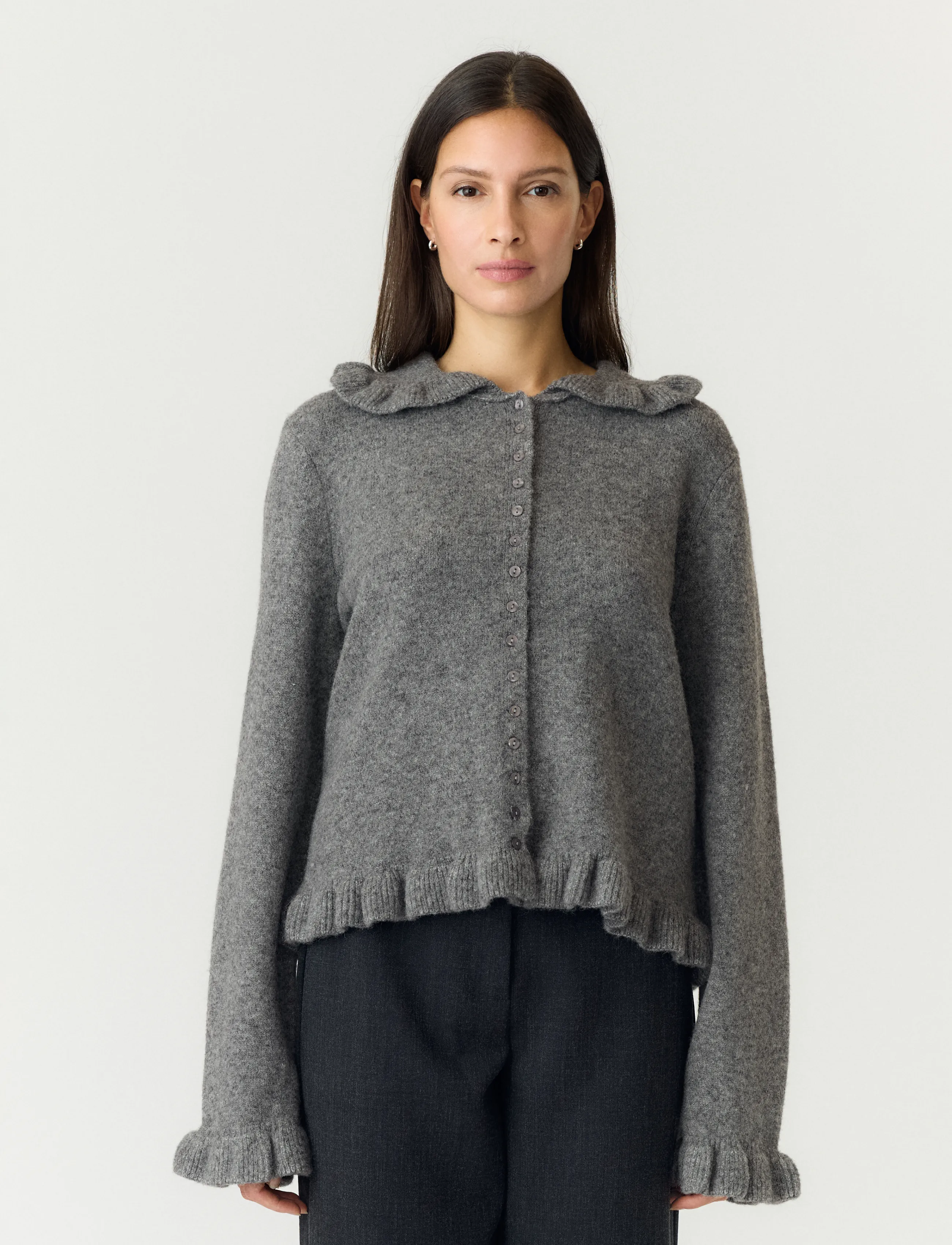 YAS frilo Ls Knit Cardigan S. Noos, M, Knitwear, Grau - Cardigans, Frauen