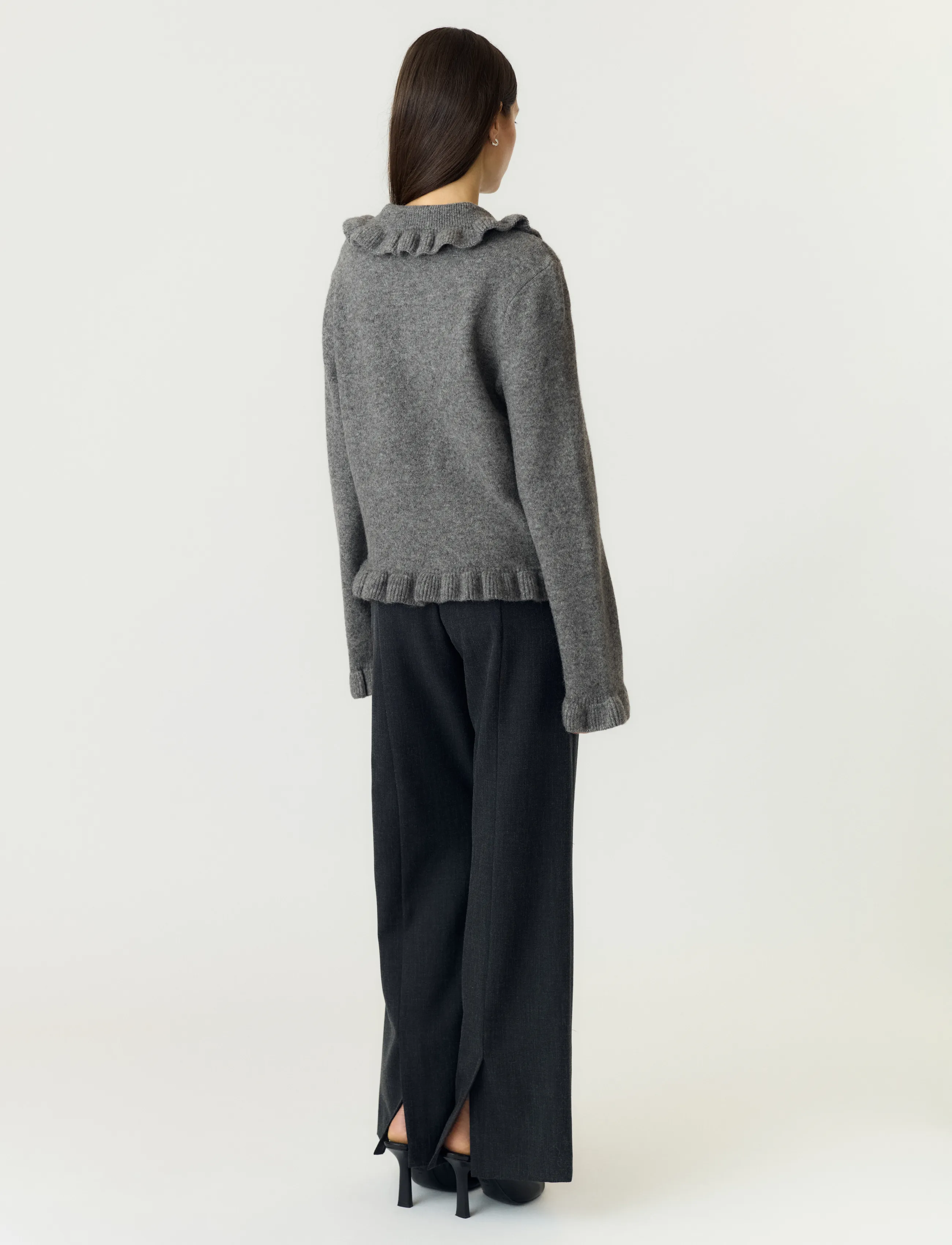 YAS - YASFRILO LS KNIT CARDIGAN S. NOOS - medium grey melange - 3