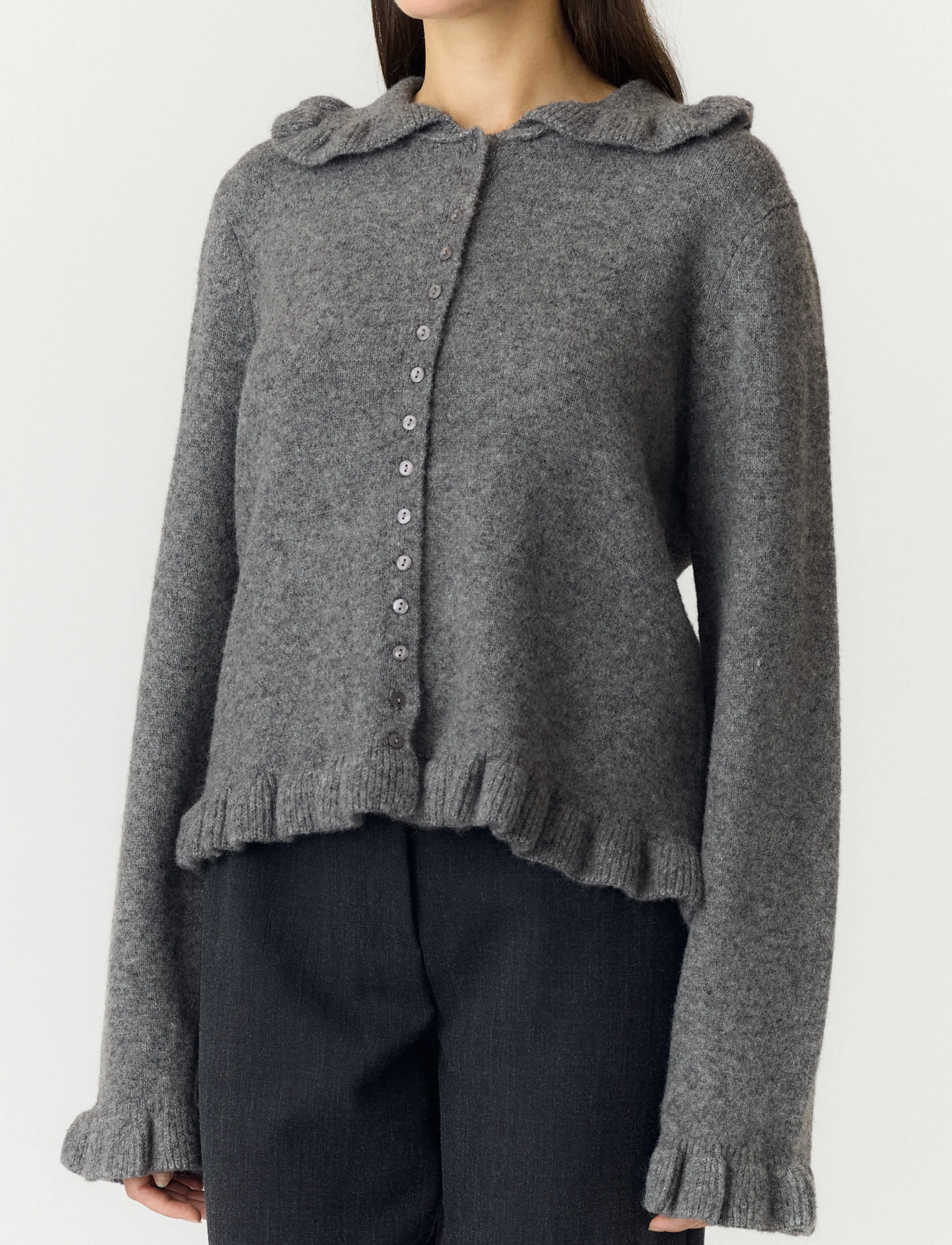 YAS - YASFRILO LS KNIT CARDIGAN S. NOOS - medium grey melange - 5