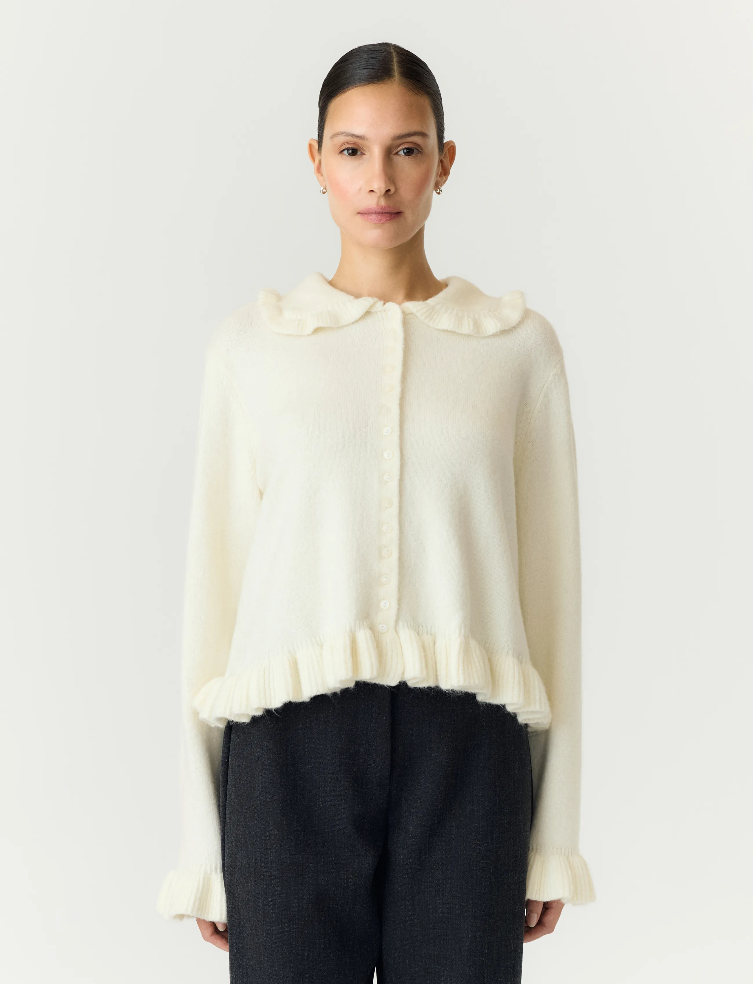 YAS frilo Ls Knit Cardigan S. Noos, XS, Knitwear, Creme - Cardigans, Frauen