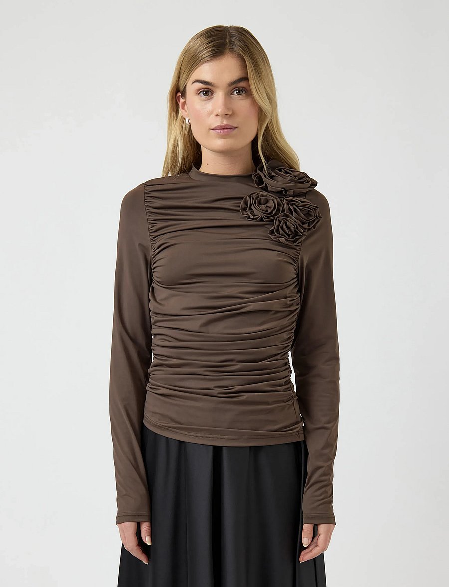 YAS - YASDONA LS TOP - D2D - langärmelige blusen - chocolate brown - 0