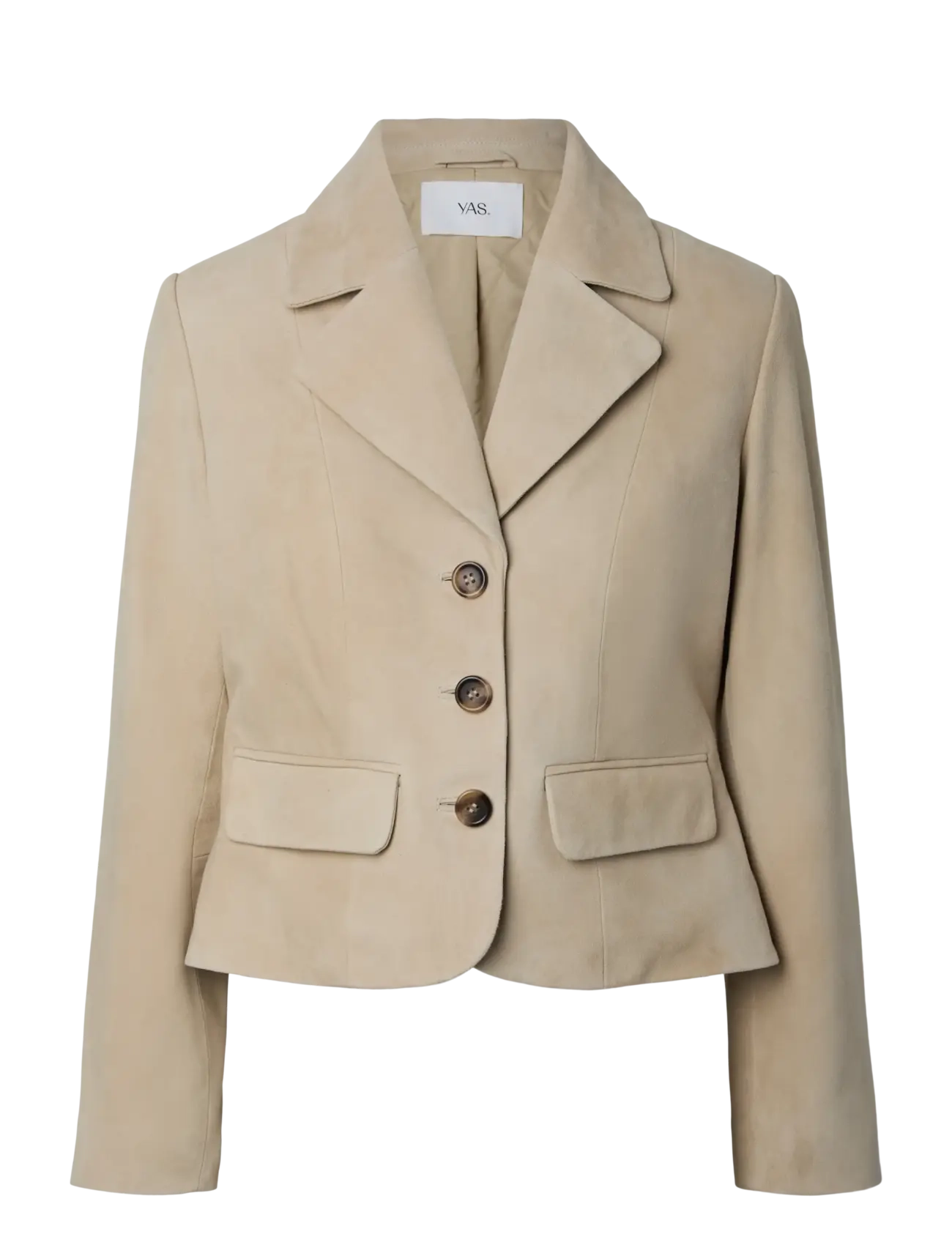 YAS YASTHELA SUEDE LEATHER SHORT JACKET - EX - YAS - PALE KHAKI / beige