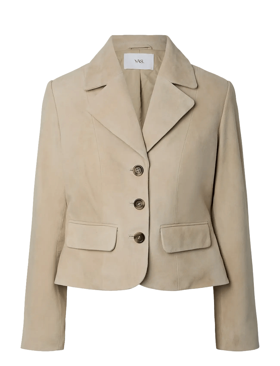 YAS - YASTHELA SUEDE LEATHER SHORT JACKET - EX - korte blazere - pale khaki - 1