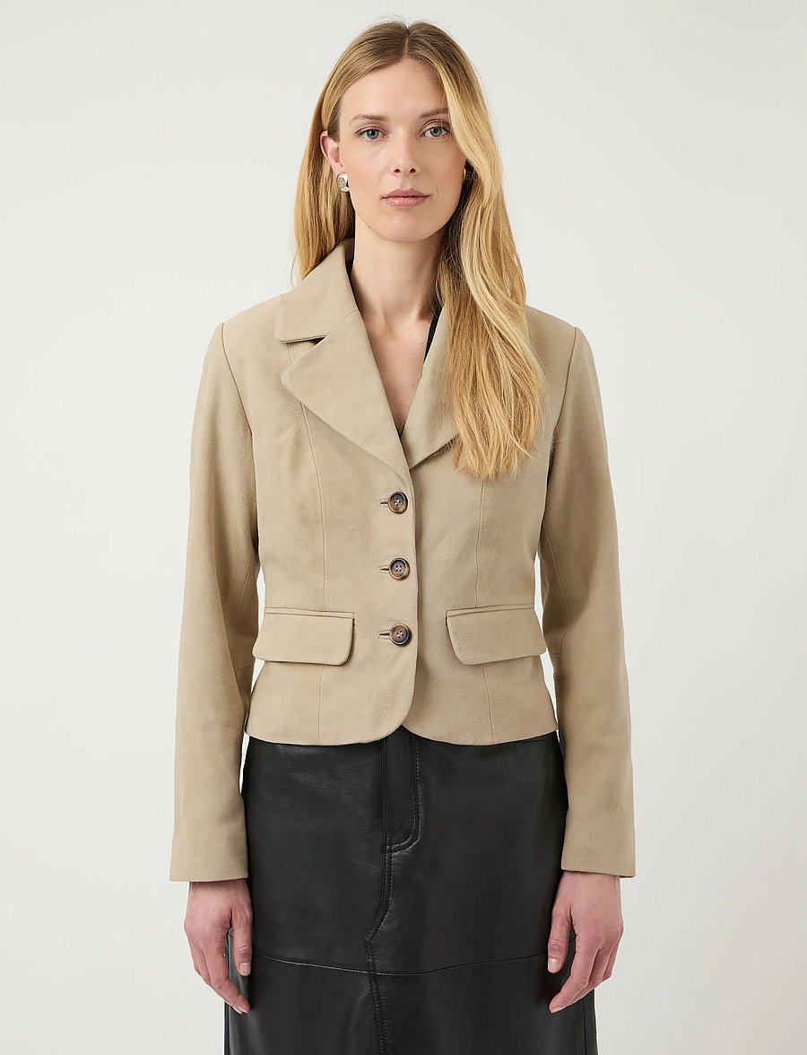 YAS - YASTHELA SUEDE LEATHER SHORT JACKET - EX - korte blazere - pale khaki - 0