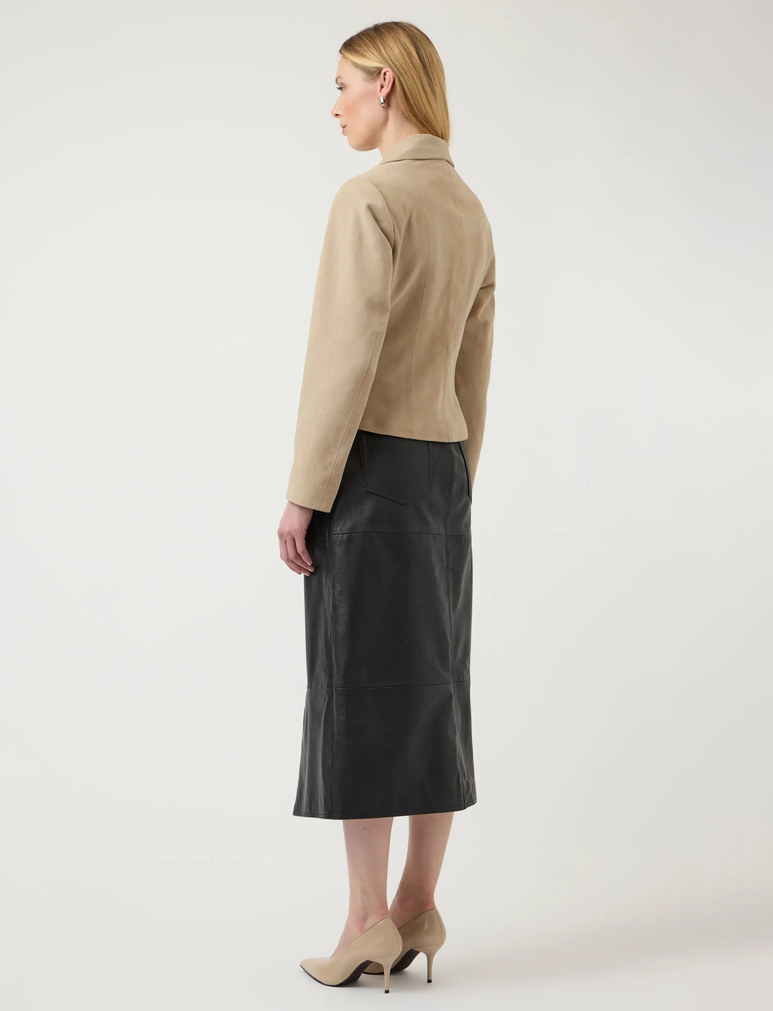 YAS - YASTHELA SUEDE LEATHER SHORT JACKET - EX - korte blazere - pale khaki - 3
