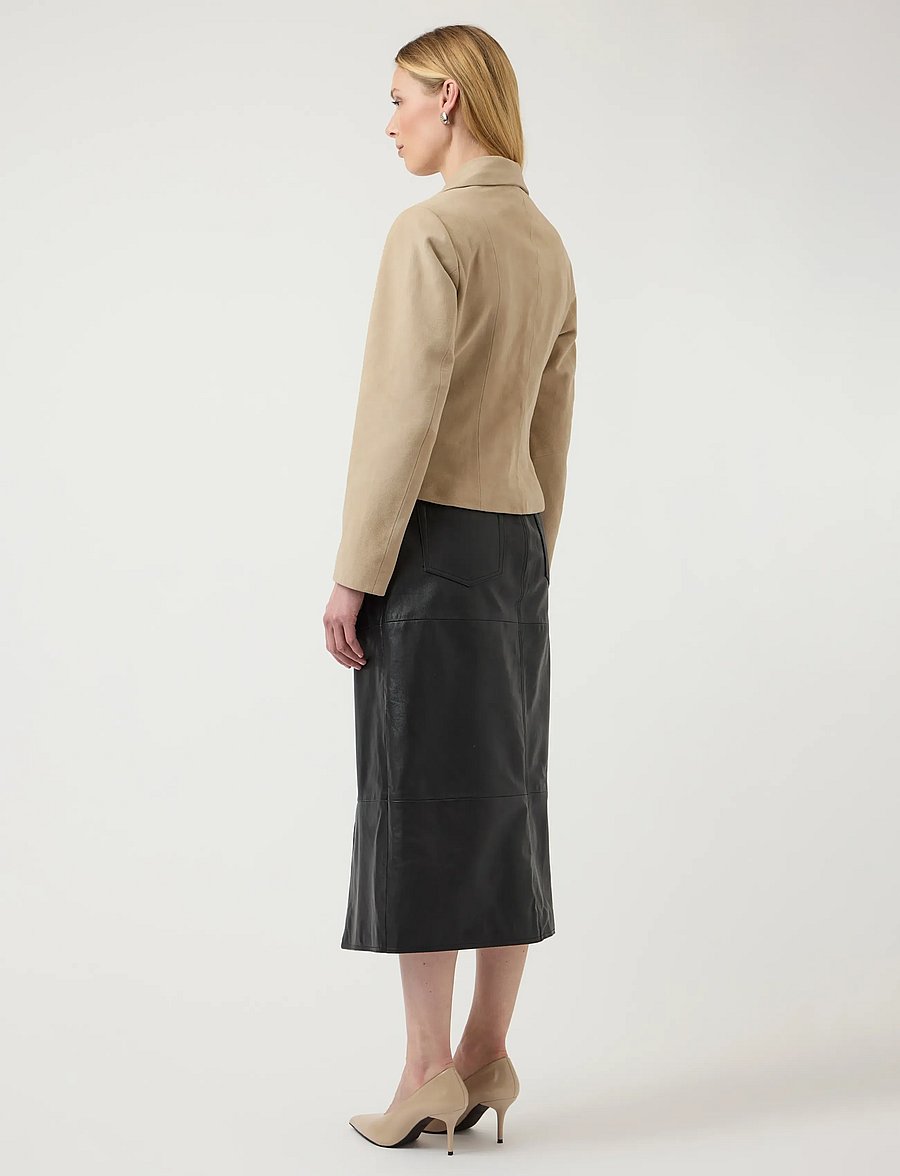 YAS - YASTHELA SUEDE LEATHER SHORT JACKET - EX - korte blazere - pale khaki - 3