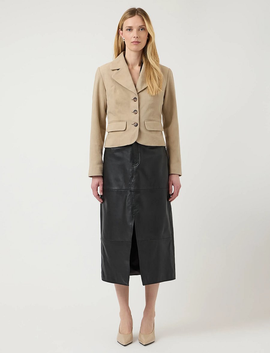 YAS - YASTHELA SUEDE LEATHER SHORT JACKET - EX - korte blazere - pale khaki - 4