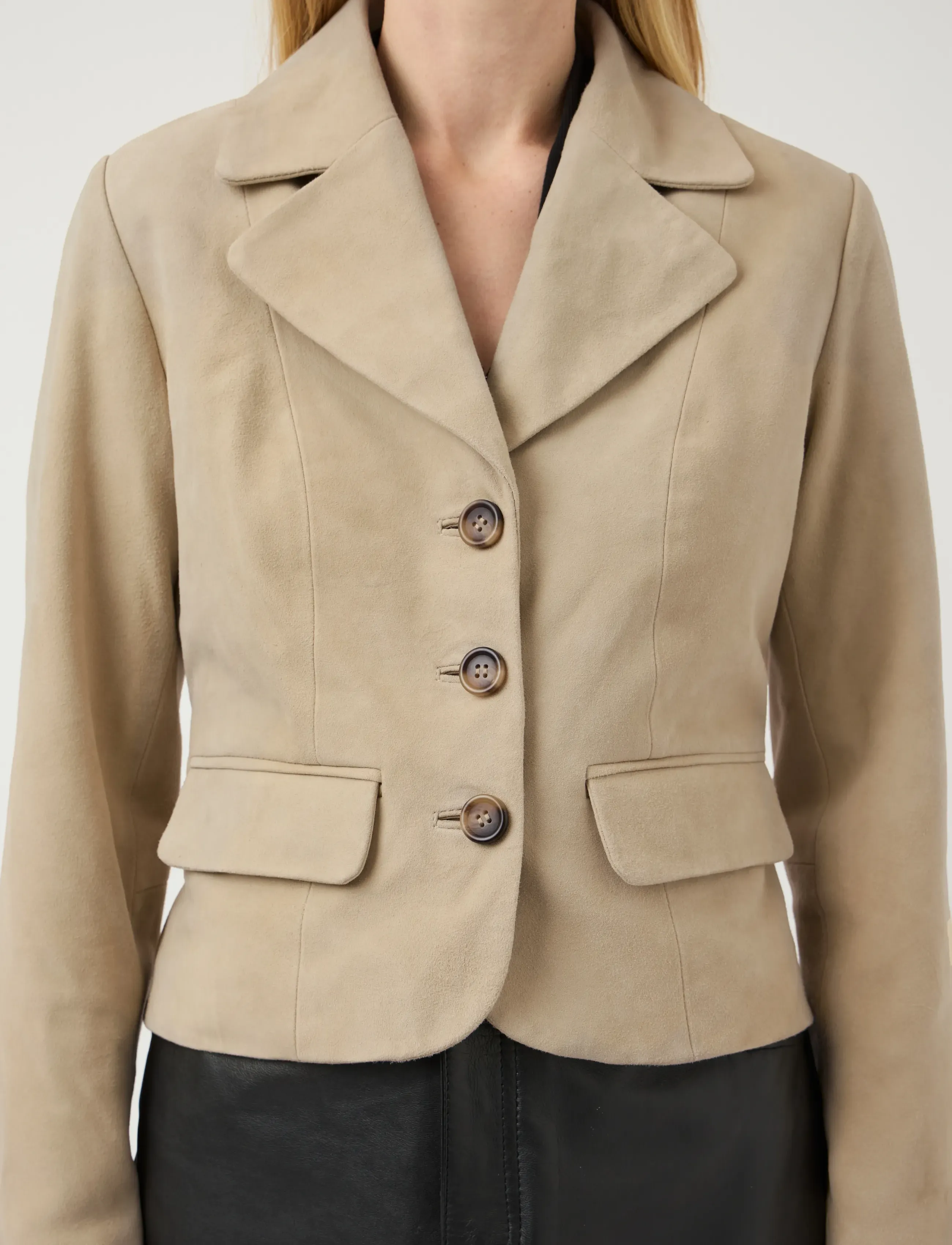 YAS - YASTHELA SUEDE LEATHER SHORT JACKET - EX - korte blazere - pale khaki - 5