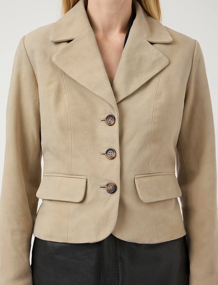 YAS - YASTHELA SUEDE LEATHER SHORT JACKET - EX - korte blazere - pale khaki - 5