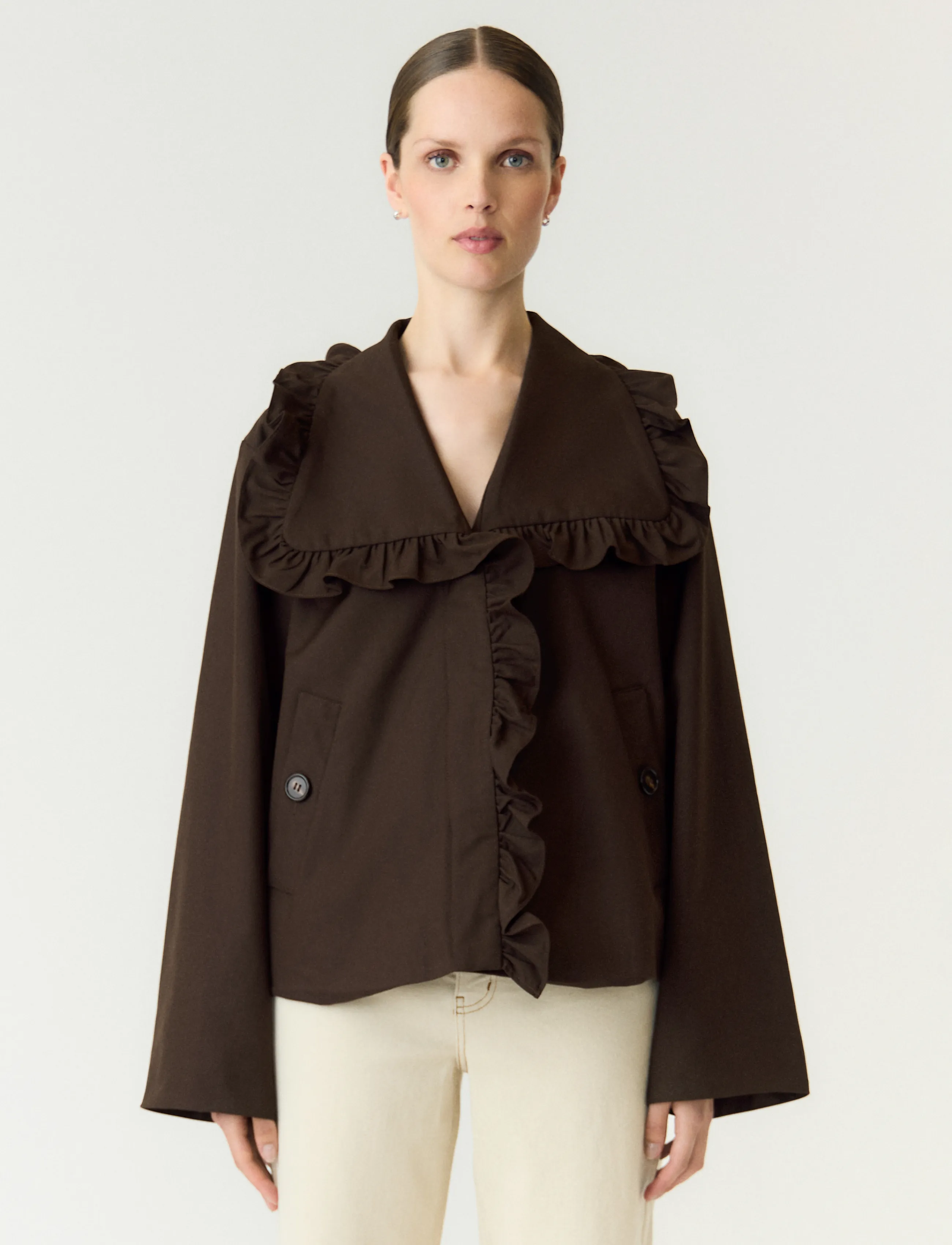 YAS Yaselsia Ls Short Trenchcoat, 38, Brown, Frakker > Trenchcoats, Dame