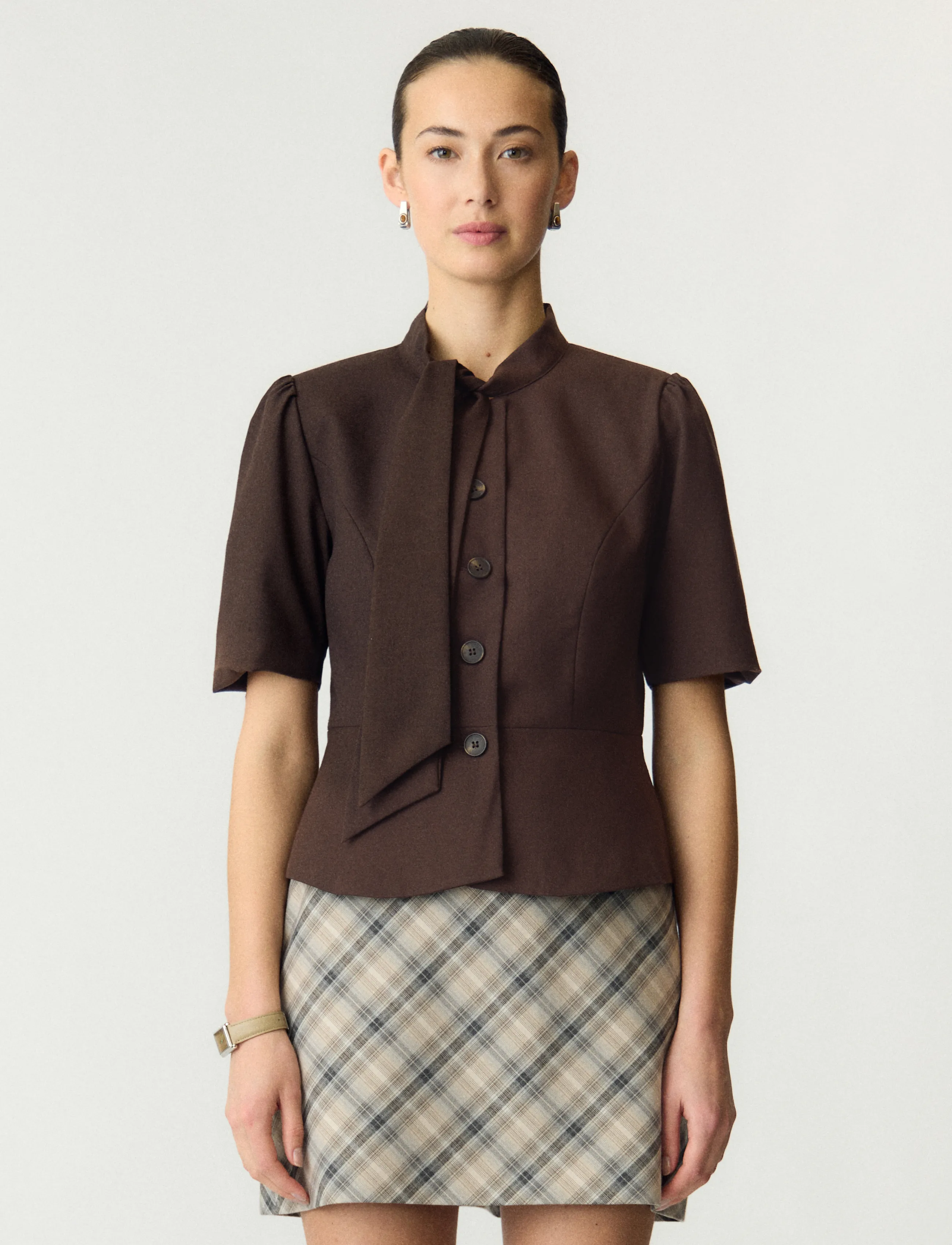 YAS Yasriu 2/4 Scarf Blazer S., 40, Brown, Blazere > Enkeltradede Blazere, Dame