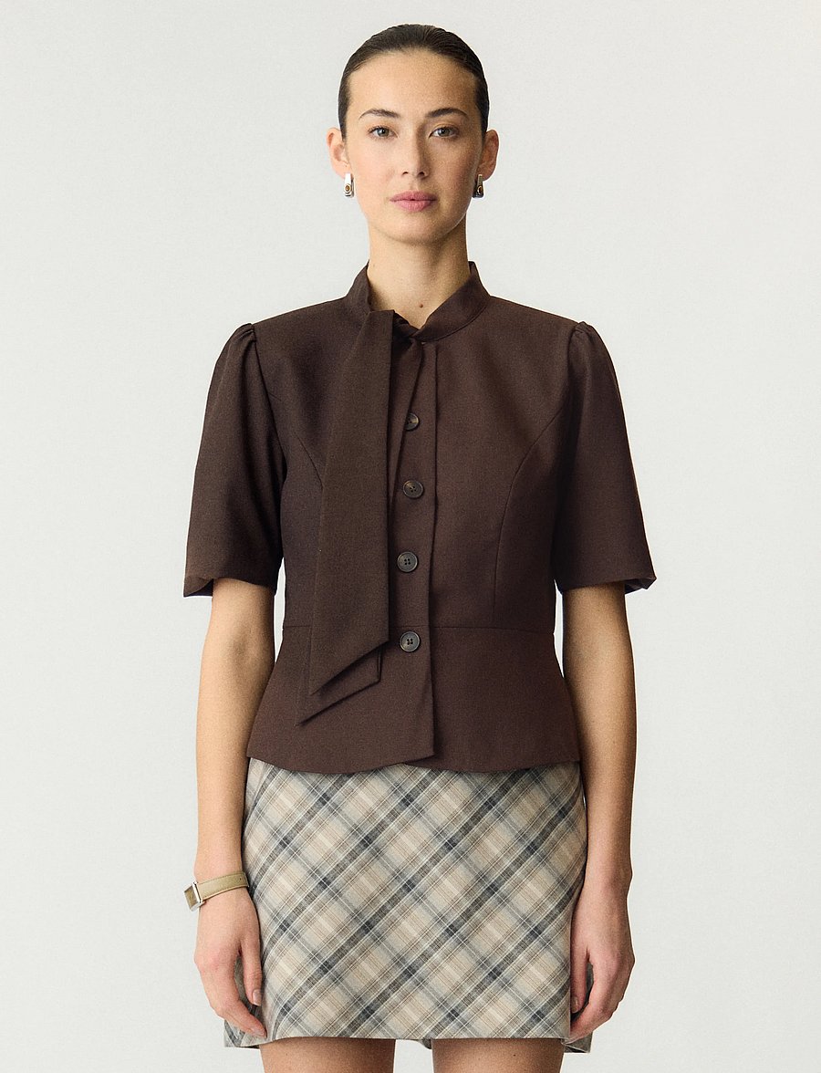 YAS - YASRIU 2/4 SCARF BLAZER S. - coffee bean - 0