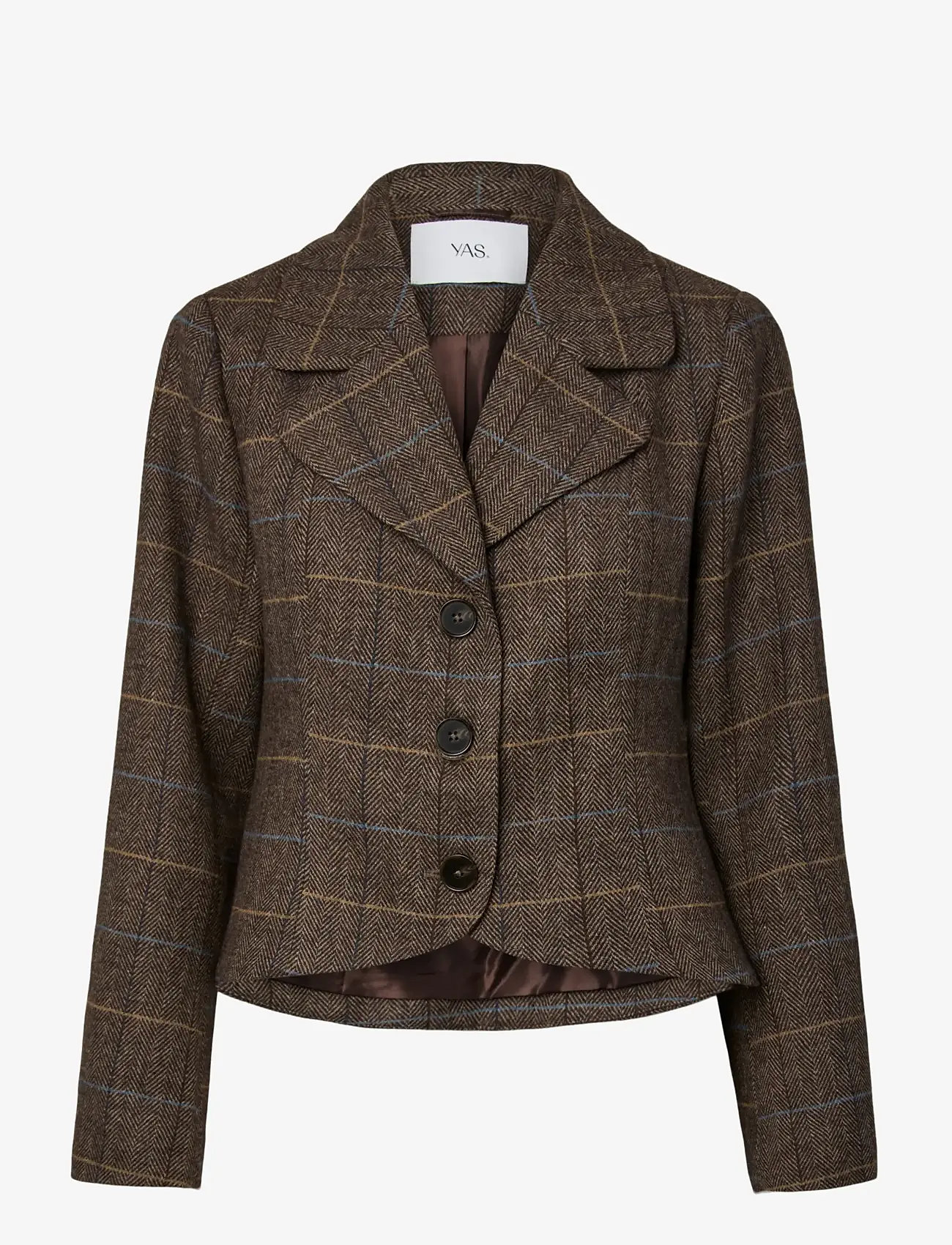 YAS - YASTHELA LS WOOL BLEND SHORT JACKET NEW - uldjakker - chocolate brown - 1