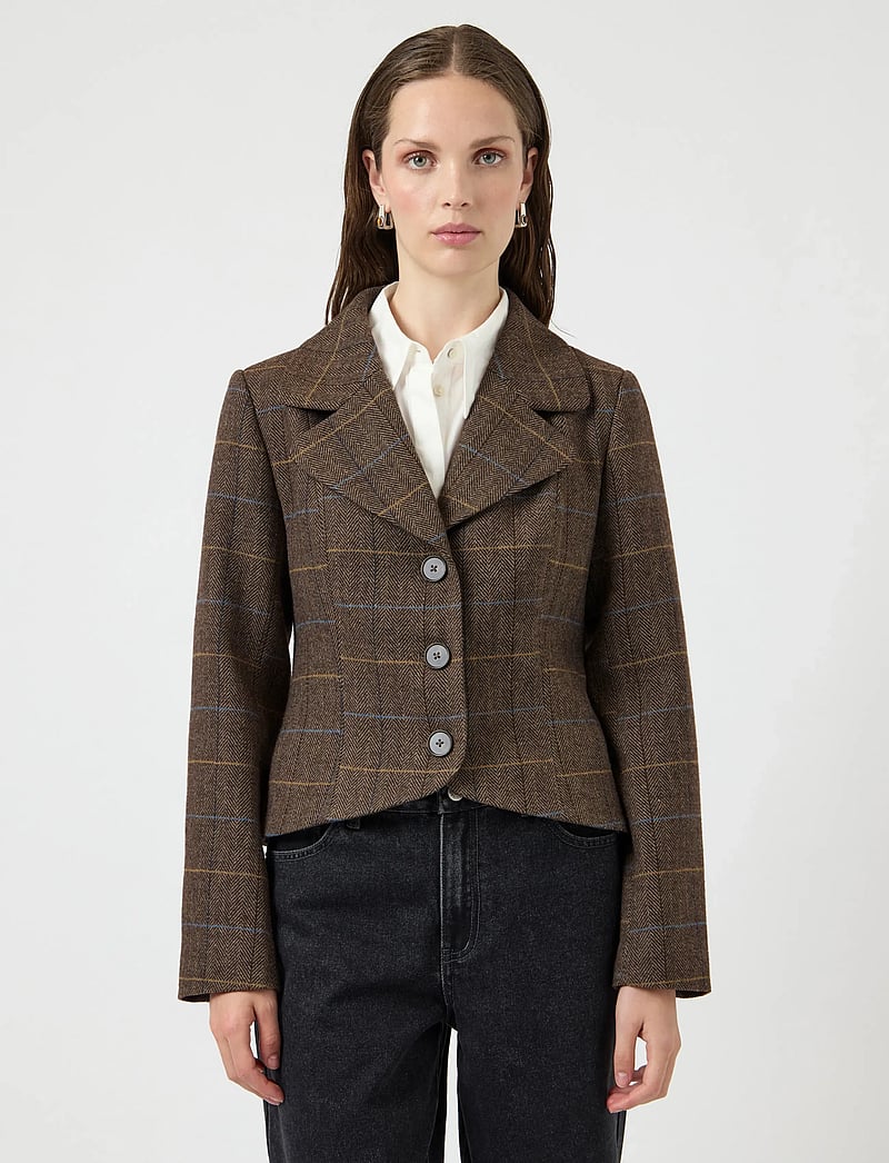 YAS - YASTHELA LS WOOL BLEND SHORT JACKET NEW - uldjakker - chocolate brown - 0