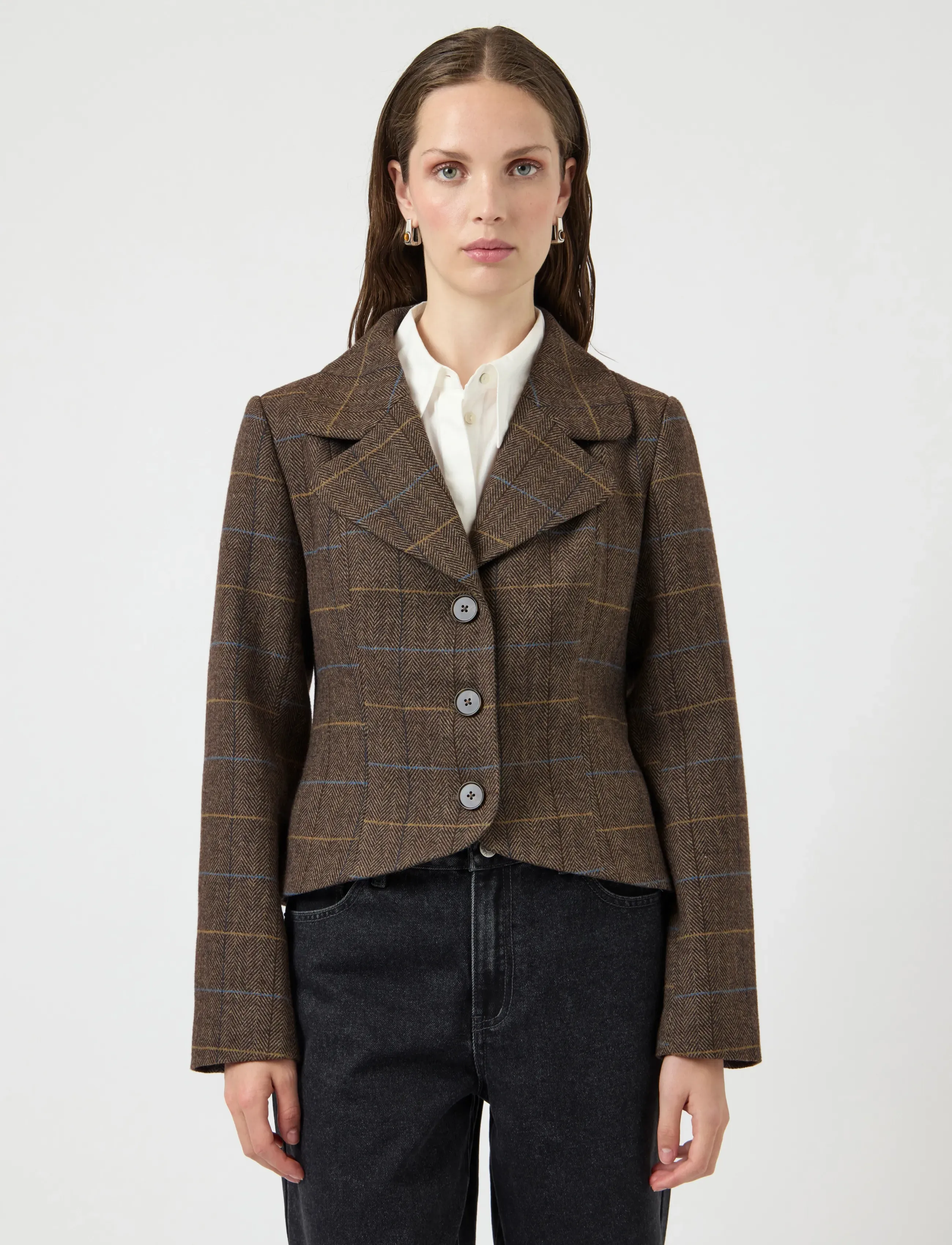 YAS YASTHELA LS WOOL BLEND SHORT JACKET NOOS - Transitional Layering - CHOCOLATE BROWN / brown