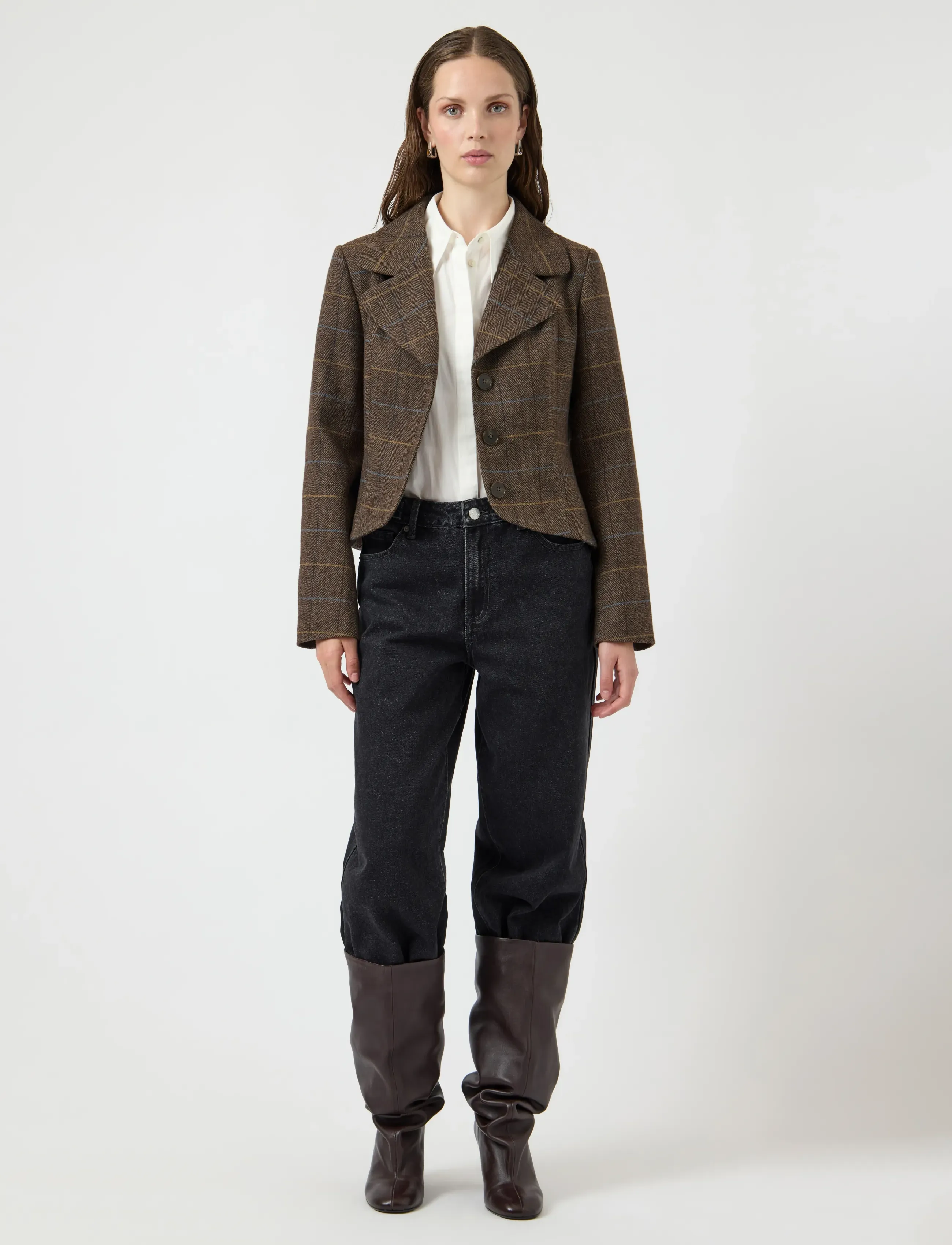 YAS - YASTHELA LS WOOL BLEND SHORT JACKET NOOS - chocolate brown - 4