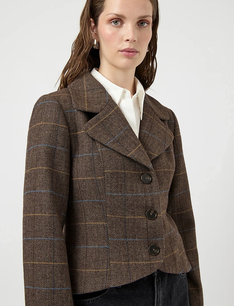 YAS - YASTHELA LS WOOL BLEND SHORT JACKET NEW - uldjakker - chocolate brown - 5