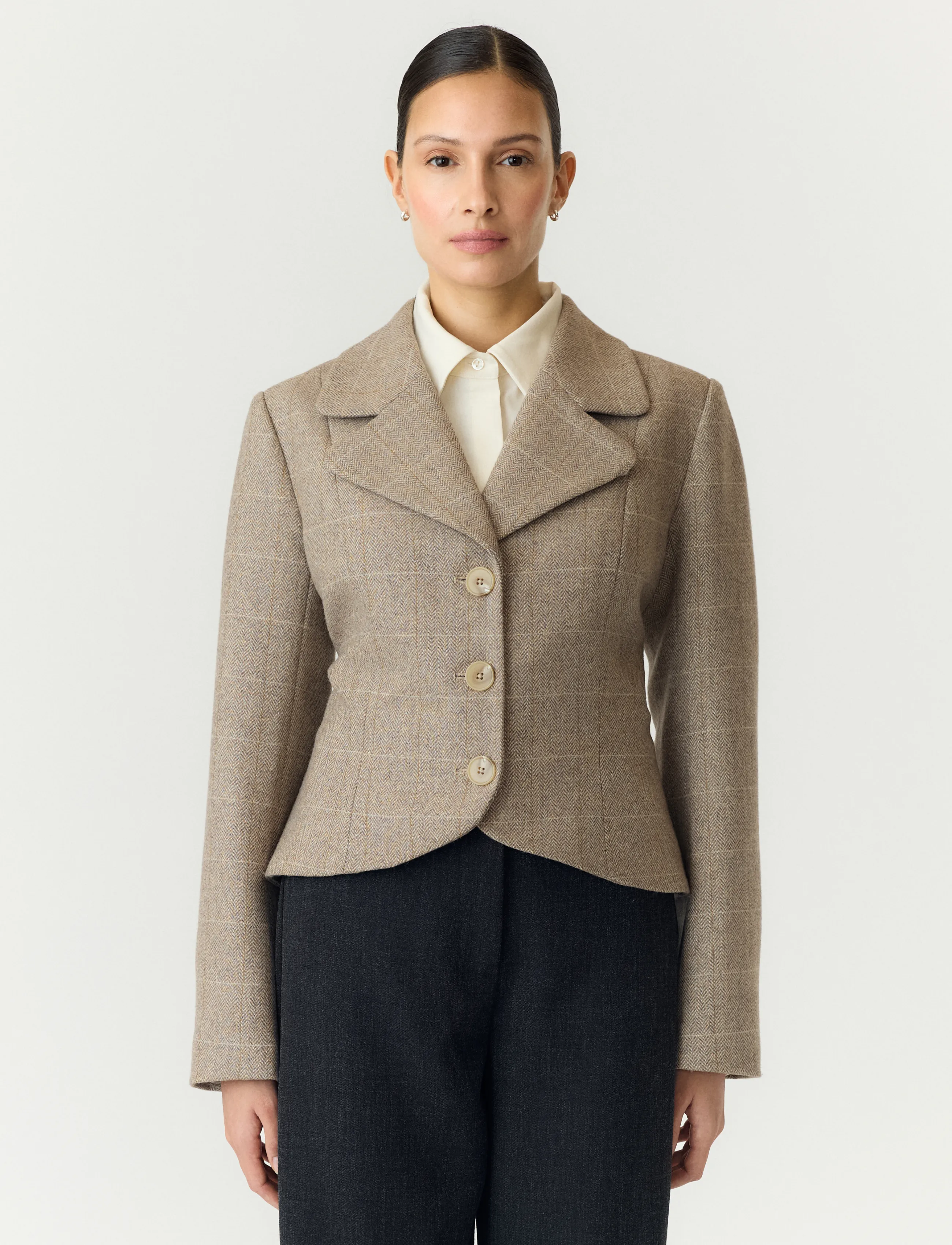 YAS YASTHELA LS WOOL BLEND SHORT JACKET NOOS - YAS - TAUPE GRAY / beige