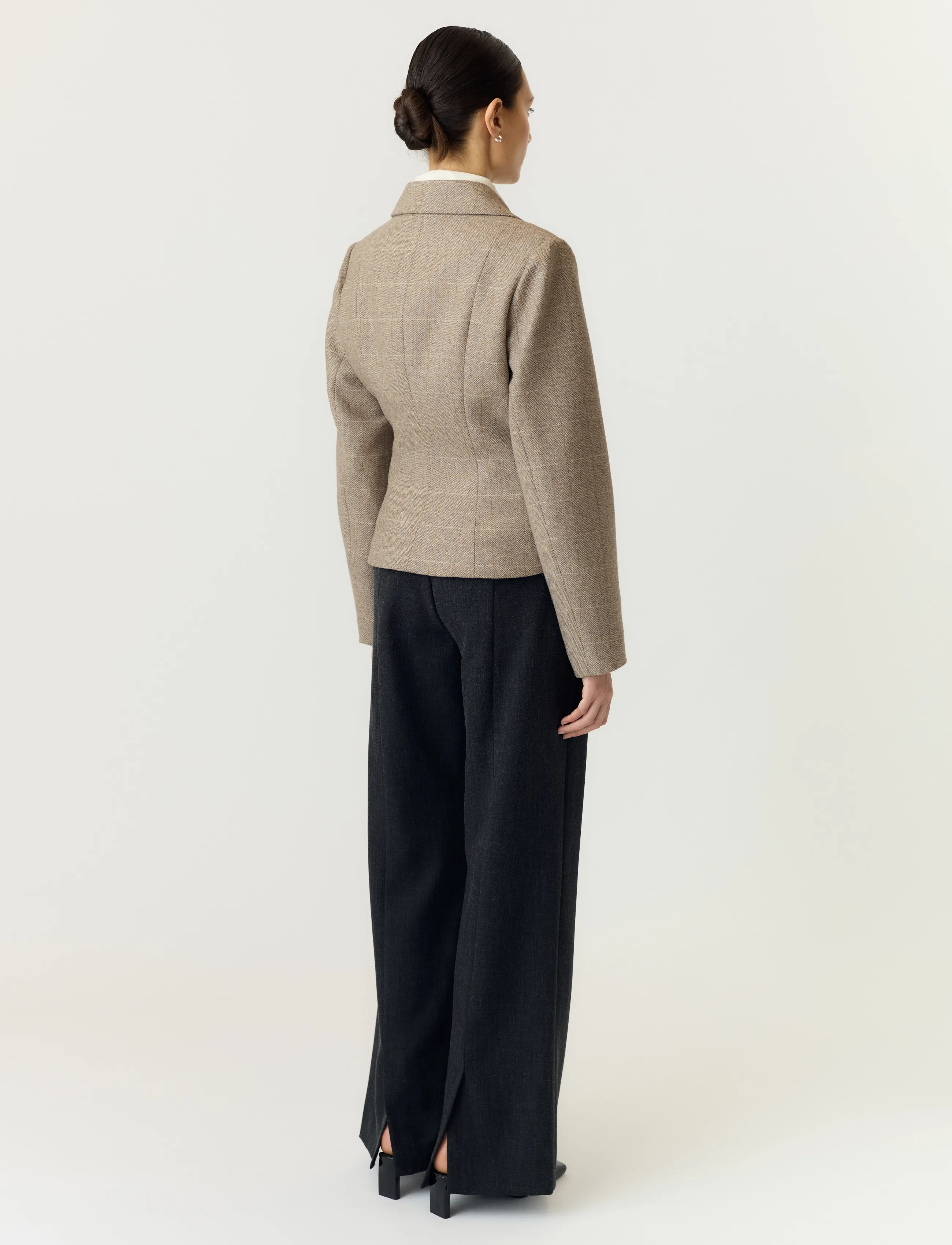 YAS - YASTHELA LS WOOL BLEND SHORT JACKET NOOS - wool jackets - taupe gray - 3