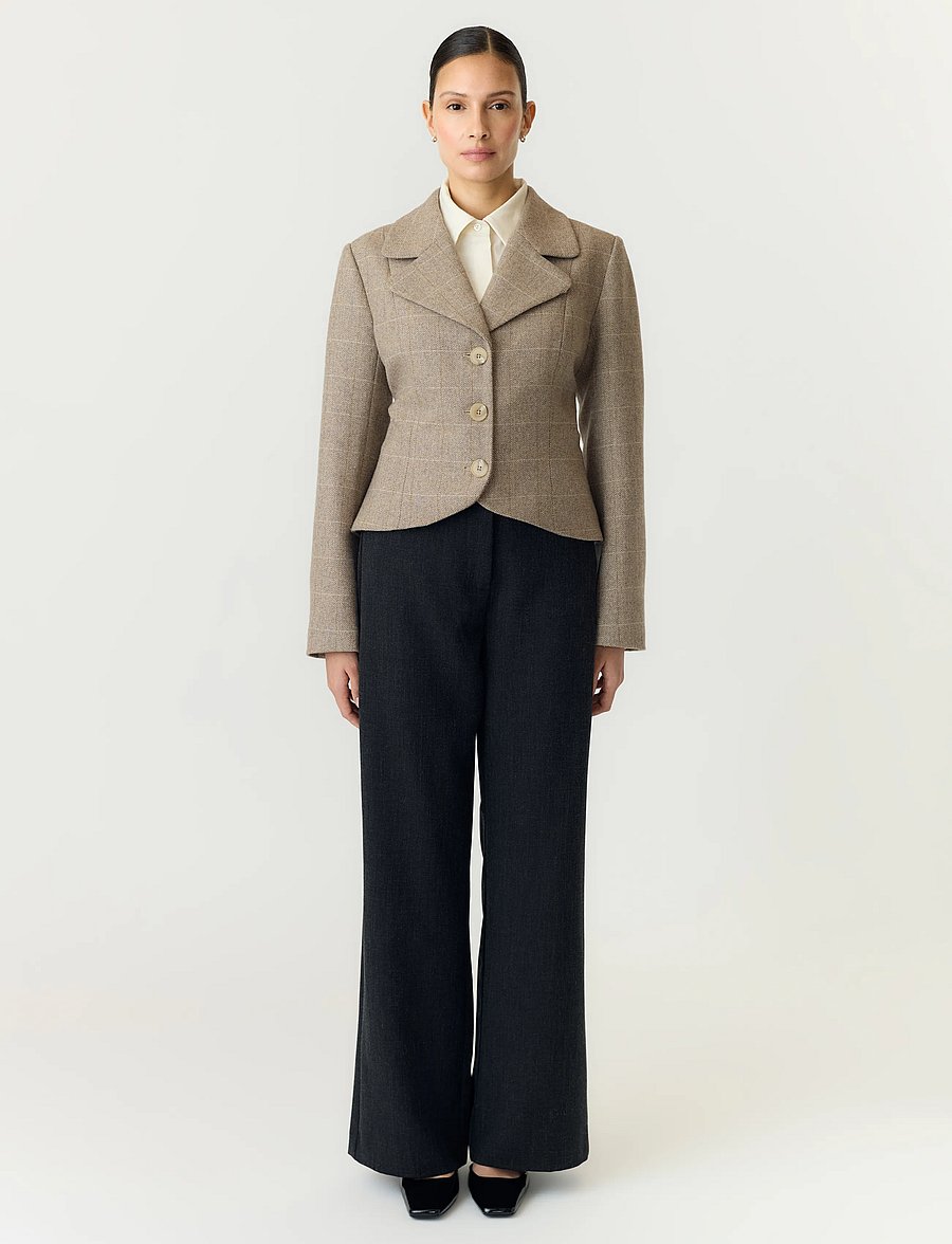 YAS - YASTHELA LS WOOL BLEND SHORT JACKET NOOS - ulljackor - taupe gray - 4